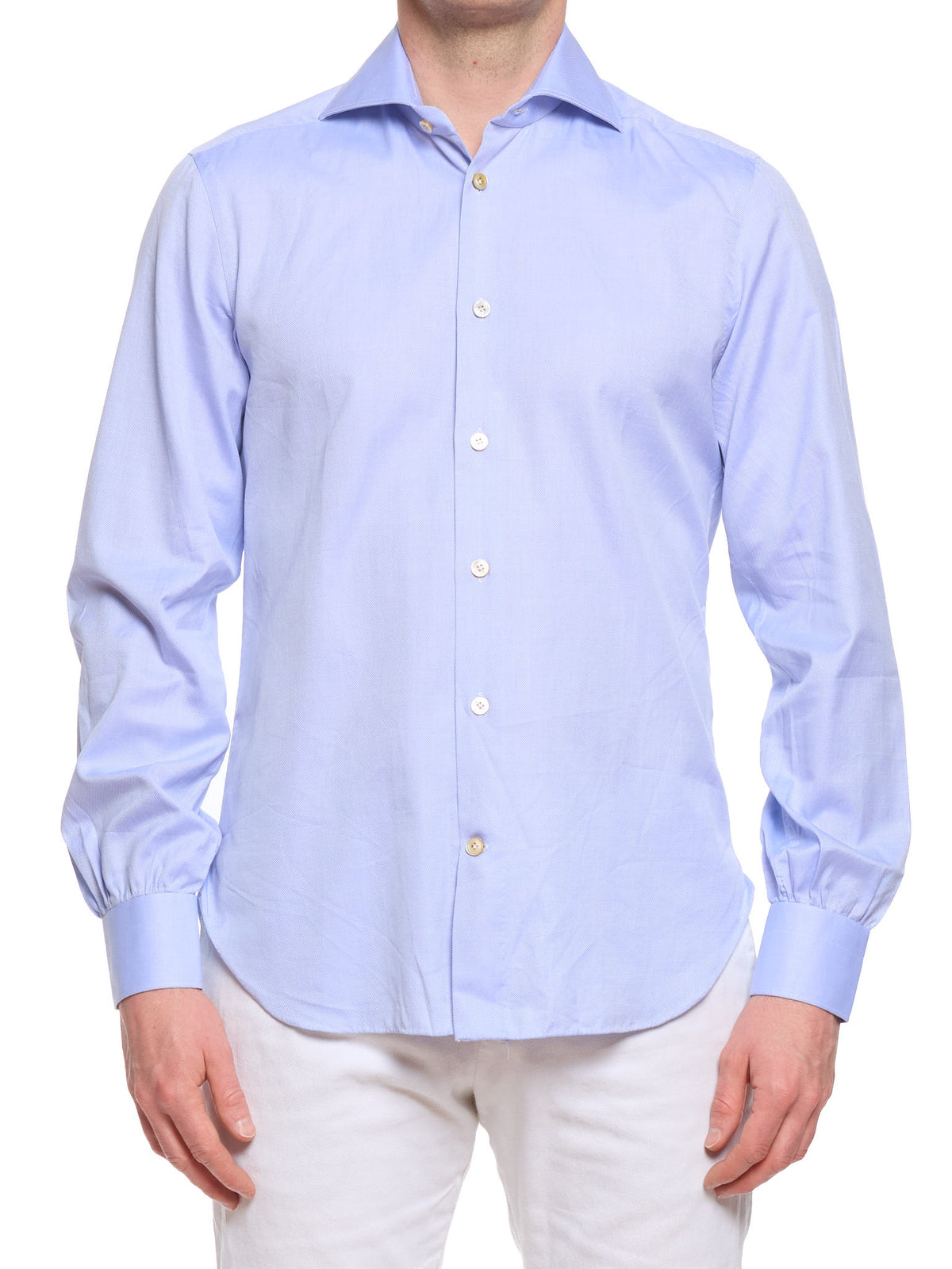KITON Napoli Blue Oxford Cotton Dress Shirt