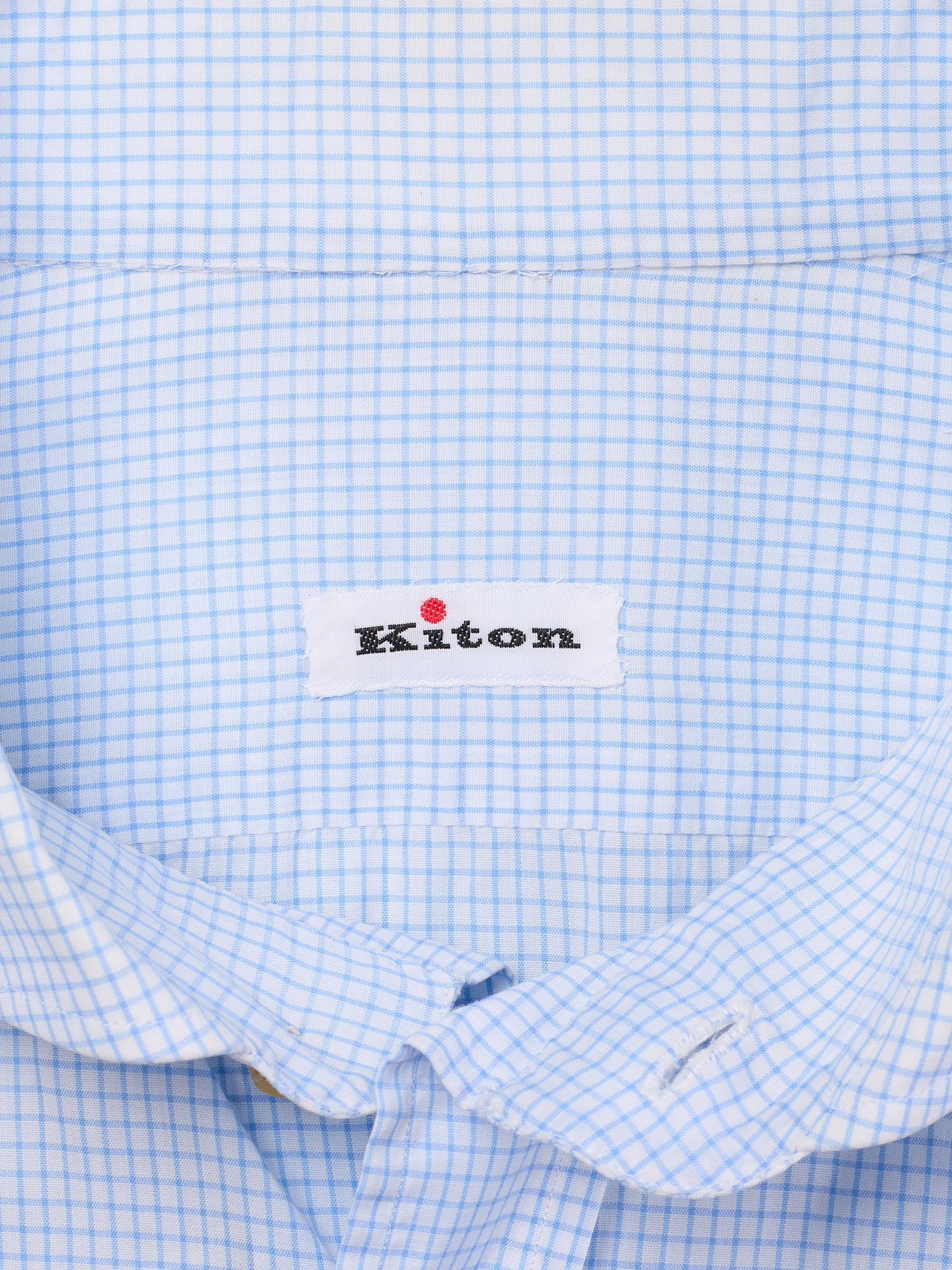 KITON Napoli Blue Plaid Cotton Dress Shirt EU 41 US 16