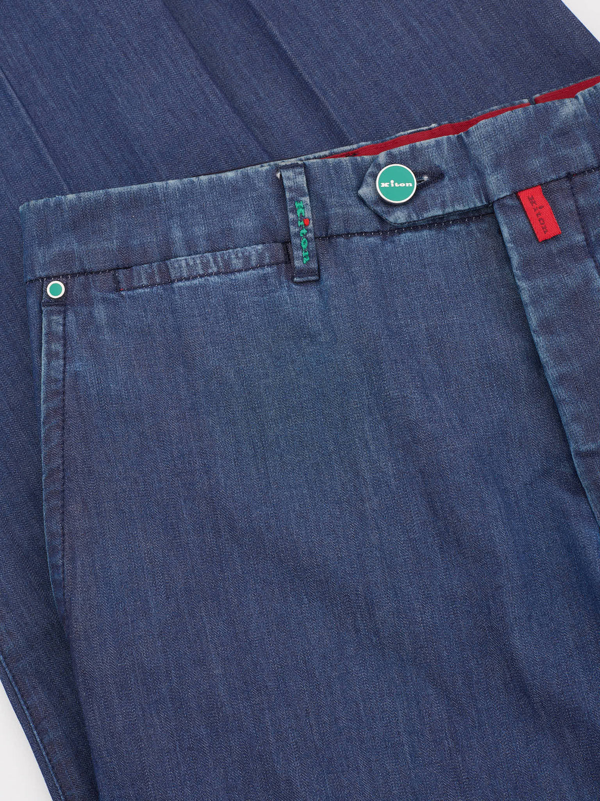 KITON Napoli Dark Blue Denim Cotton Pants