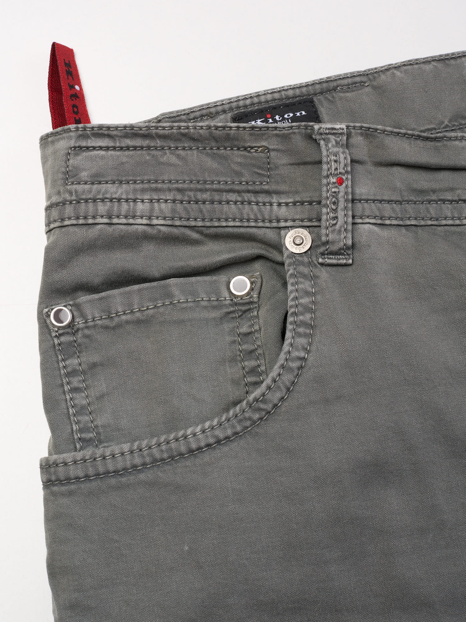 KITON Napoli Gray Cotton Slim Fit Chino Pants US 33