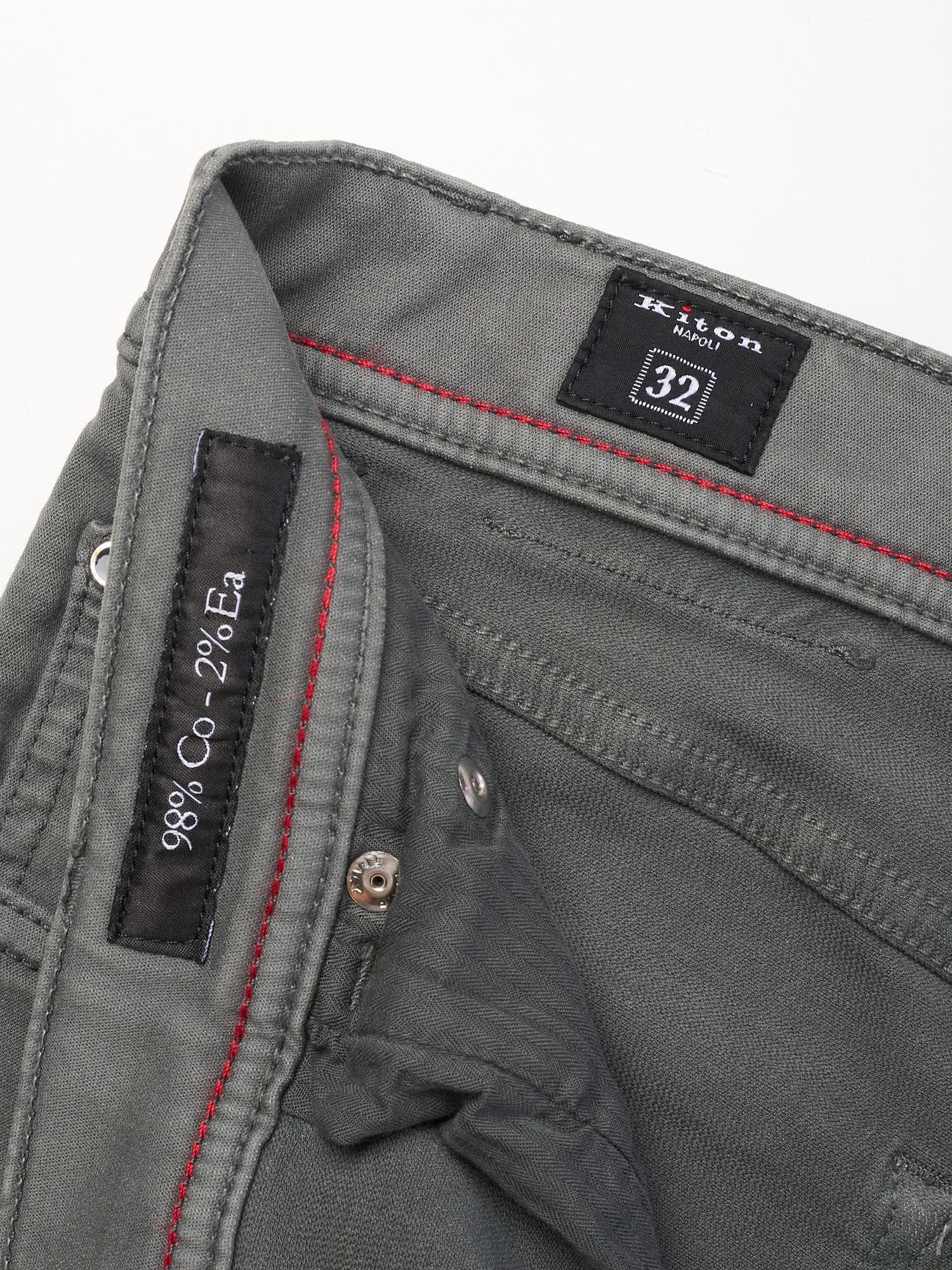 KITON Napoli Gray Cotton Slim Fit Jeans US 32 EU 48