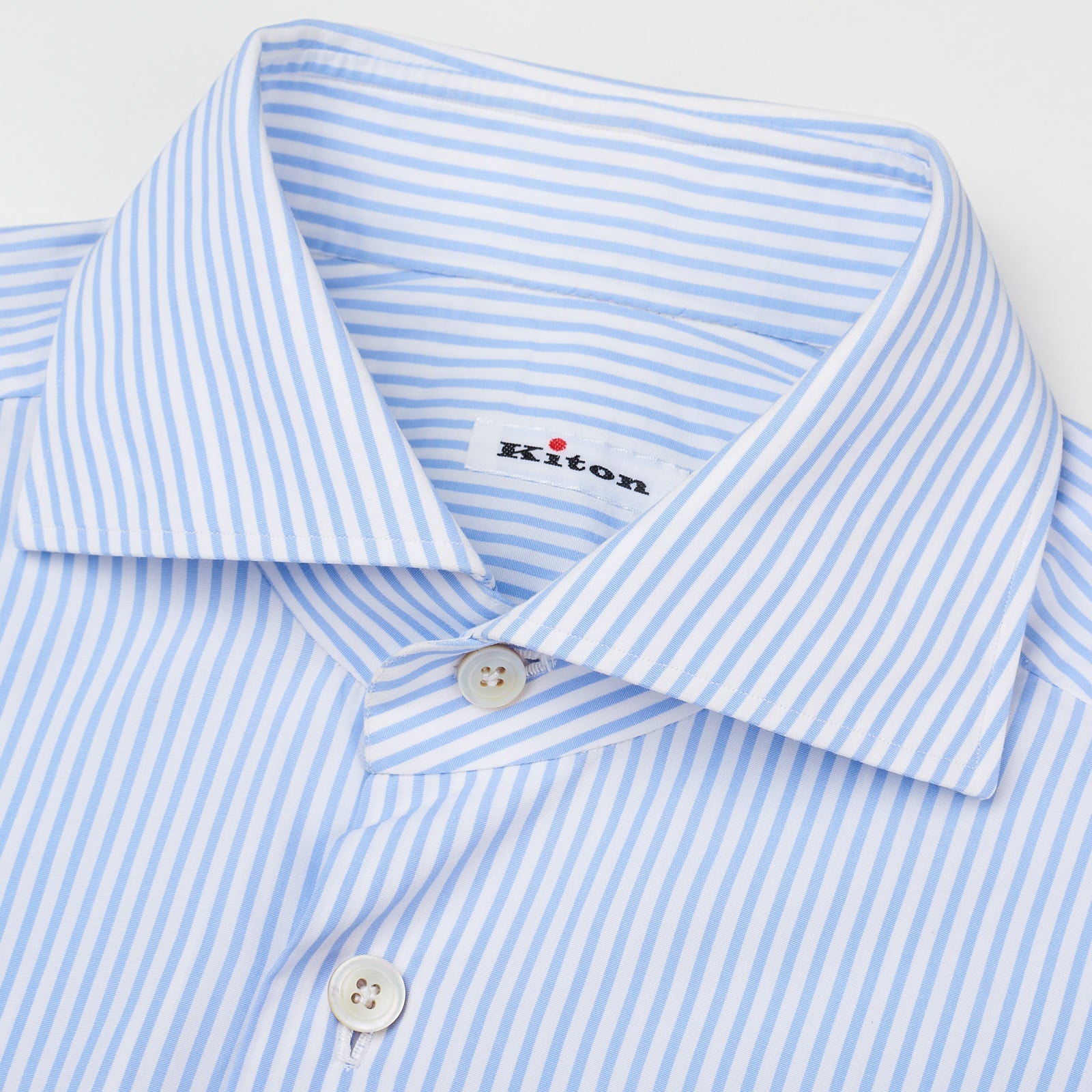 KITON Napoli Handmade Blue Striped Poplin Cotton Dress Shirt EU 39 US 15.5 NEW KITON