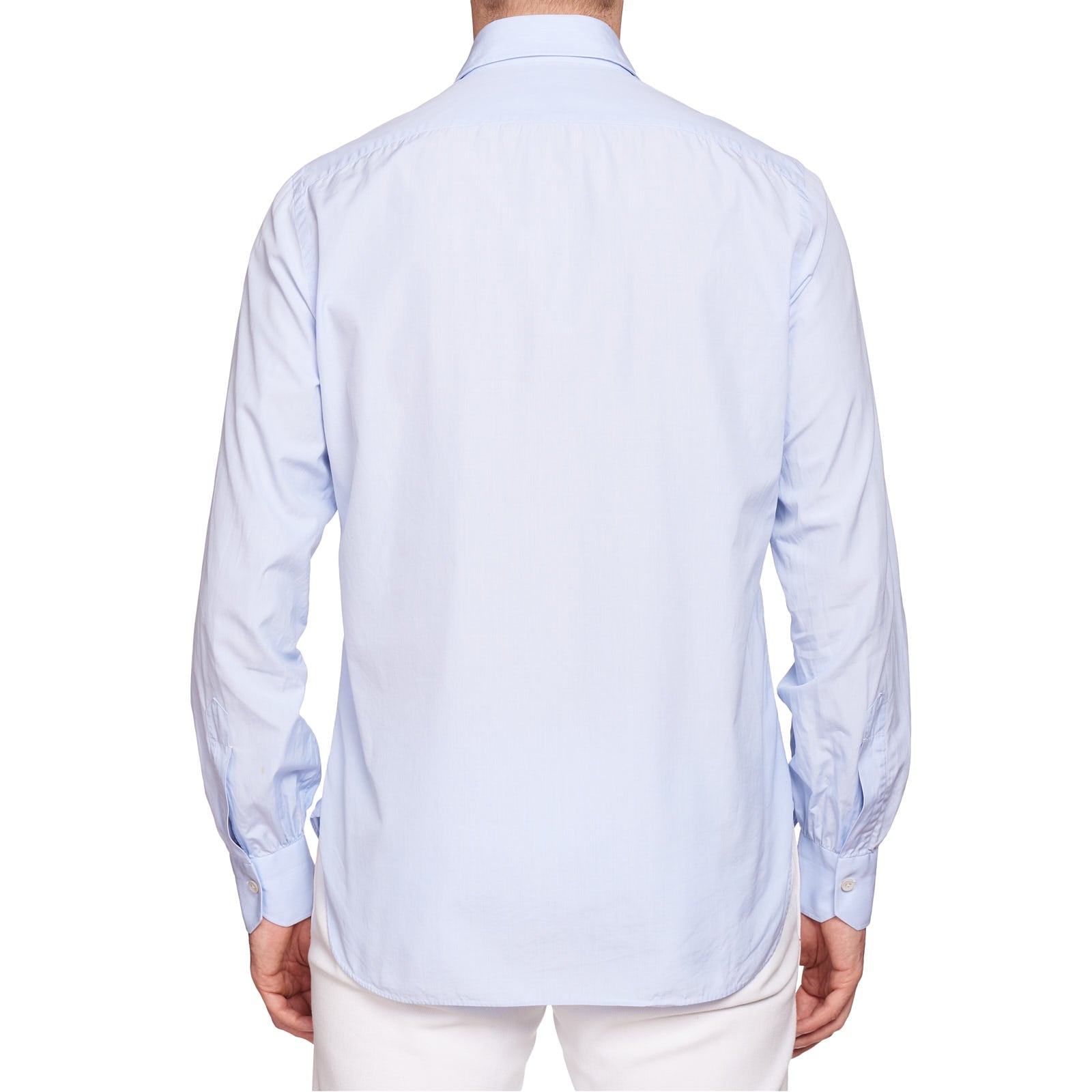 KITON Napoli Handmade Bespoke Light Blue End-on-End Cotton Dress Shirt EU 40 US 15.75 KITON