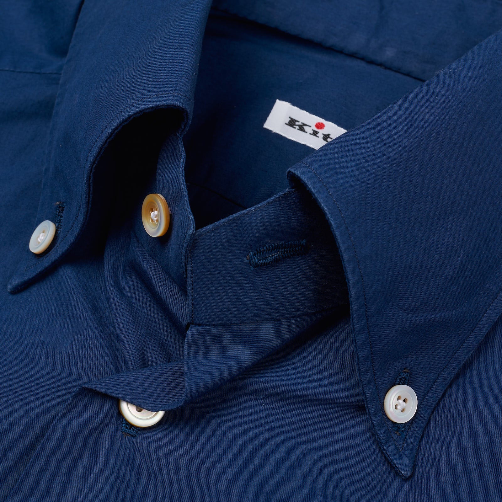 KITON Napoli Handmade Bespoke Navy Blue Cotton Button-Down Shirt EU 39 US 15.5 KITON