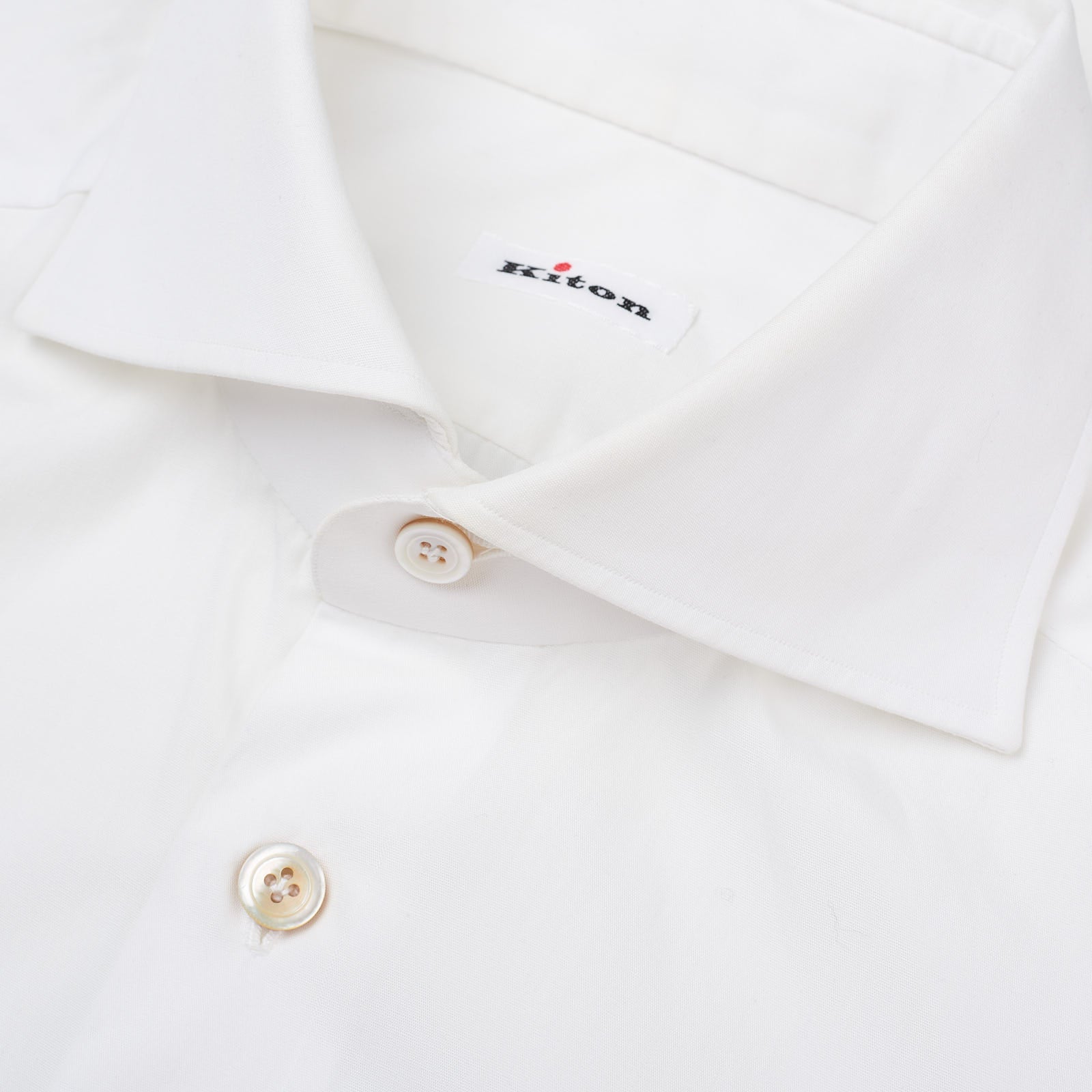 KITON Napoli Handmade Bespoke White Poplin Cotton Dress Shirt EU 39 NEW US 15.5 KITON