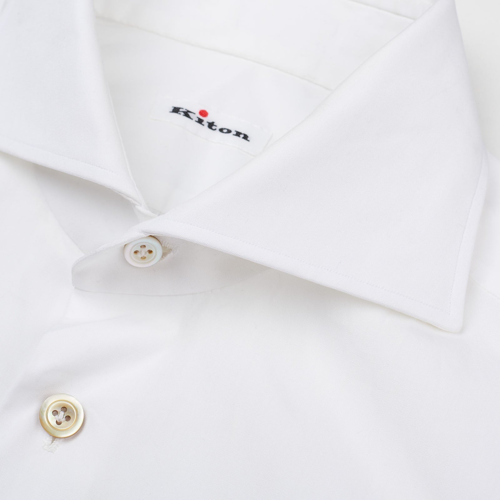 KITON Napoli Handmade Bespoke White Cotton Poplin Dress Shirt EU 39 NEW US 15.5 KITON