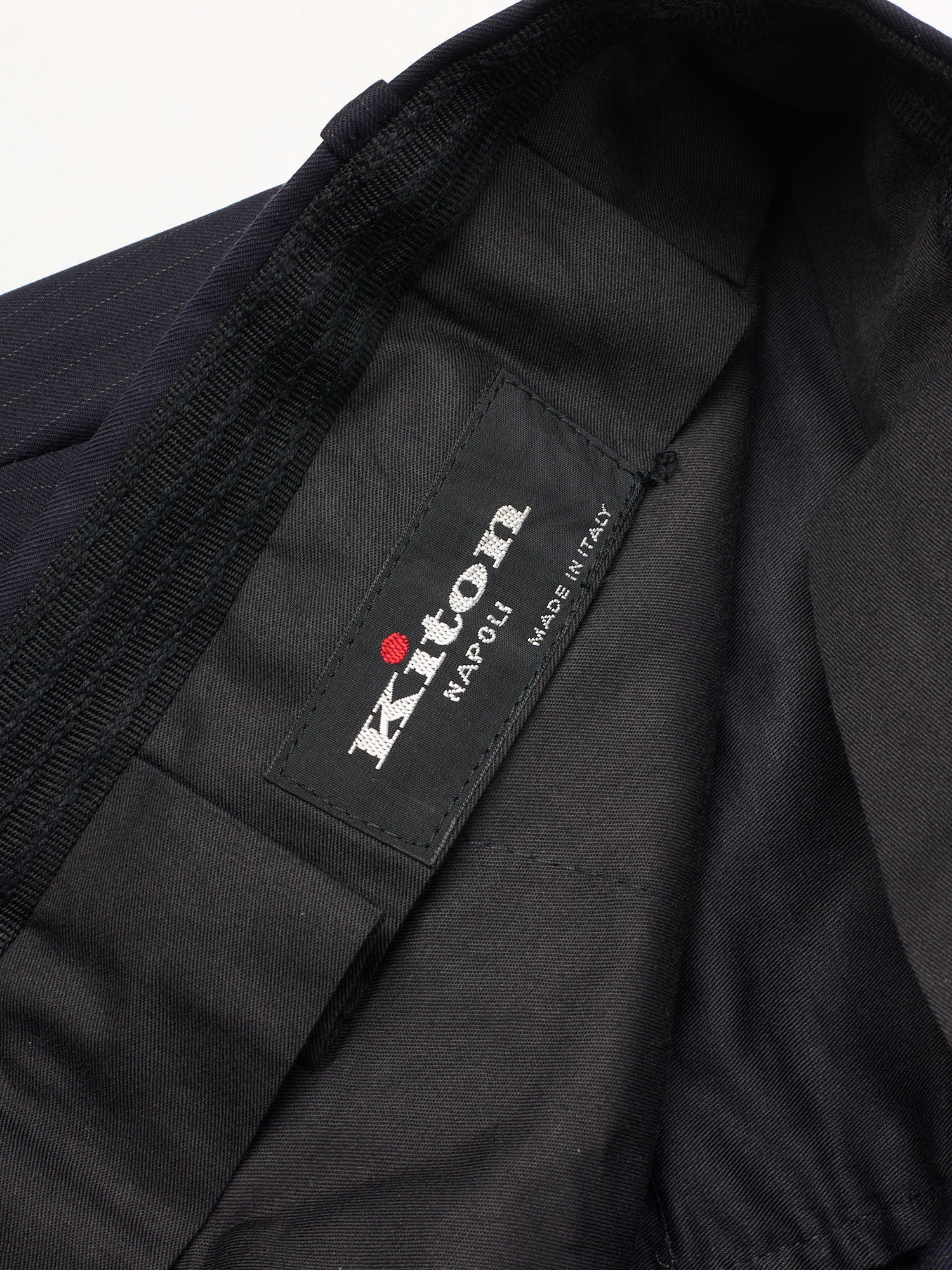 KITON Napoli Handmade Blanc Blu Navy Pintsrtipe 14 Micron Super 180's Wool Suit