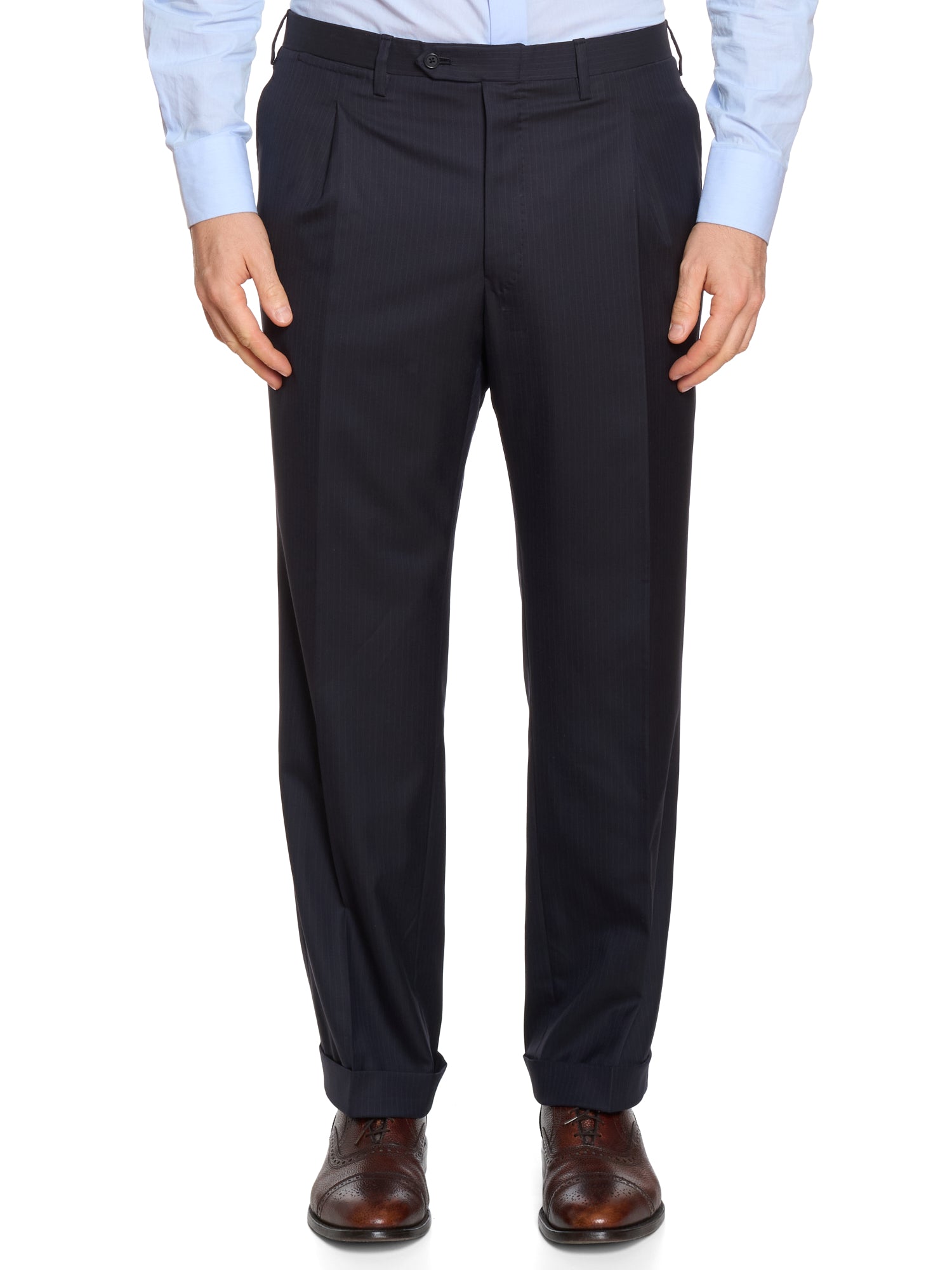 KITON Napoli Handmade Blanc Blu Navy Pintsrtipe 14 Micron Super 180's Wool Suit