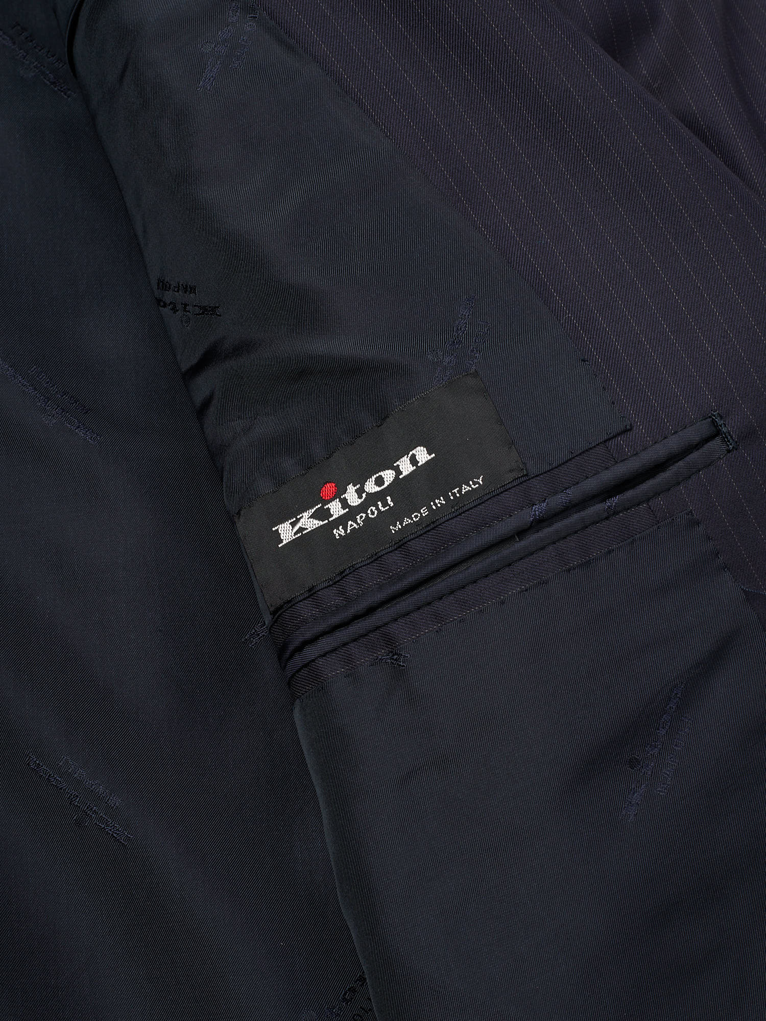 KITON Napoli Handmade Blanc Blu Navy Pintsrtipe 14 Micron Super 180's Wool Suit