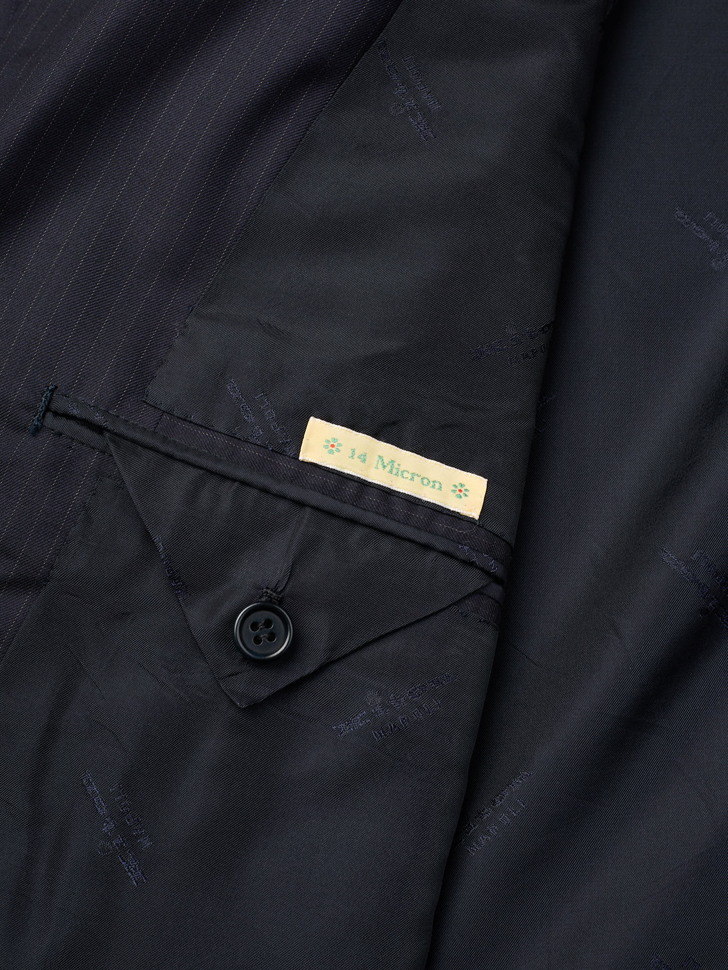 KITON Napoli Handmade Blanc Blu Navy Pintsrtipe 14 Micron Super 180's Wool Suit