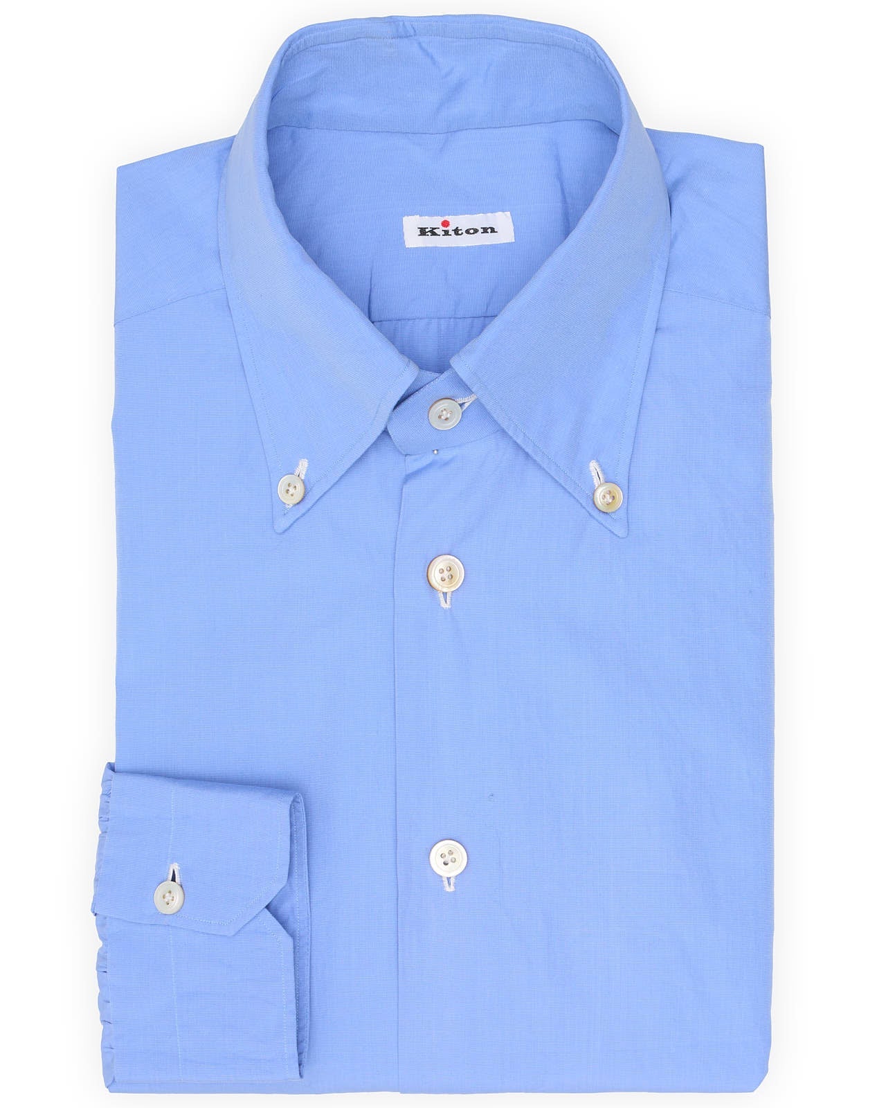 KITON Napoli Handmade Blue Cotton Button-Down Dress Shirt EU 39 NEW US 15.5