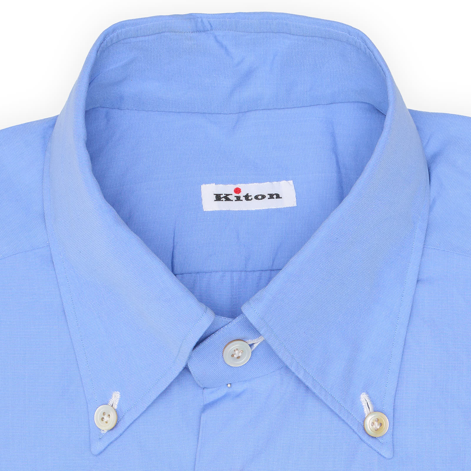 KITON Napoli Handmade Blue Cotton Button-Down Dress Shirt EU 39 NEW US 15.5