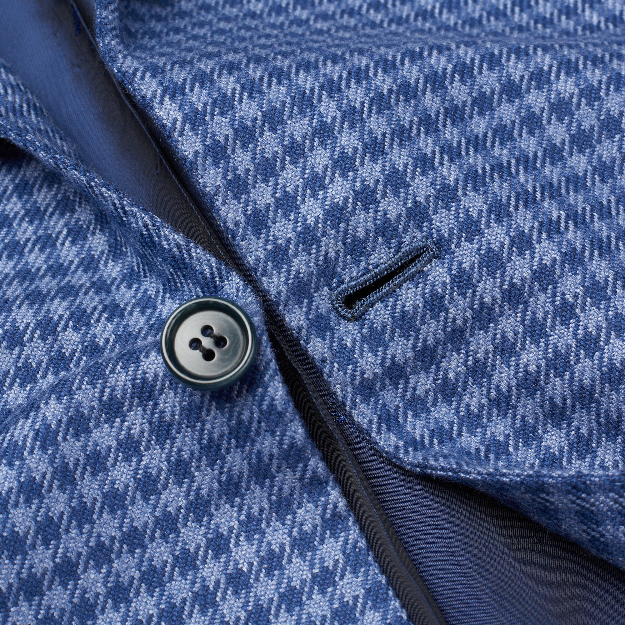 KITON Napoli Handmade Blue Gun Club Check Cashmere-Silk Jacket EU 50 NEW US 40 KITON