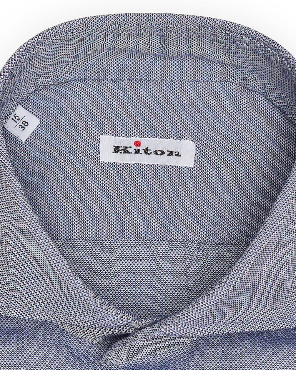 KITON Napoli Handmade Blue Oxford Cotton Dress Shirt EU 38 NEW US 15