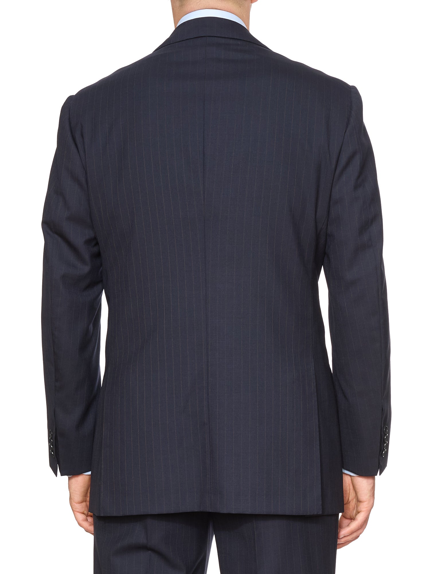 KITON Napoli Handmade Blue Pinstripe Wool Suit