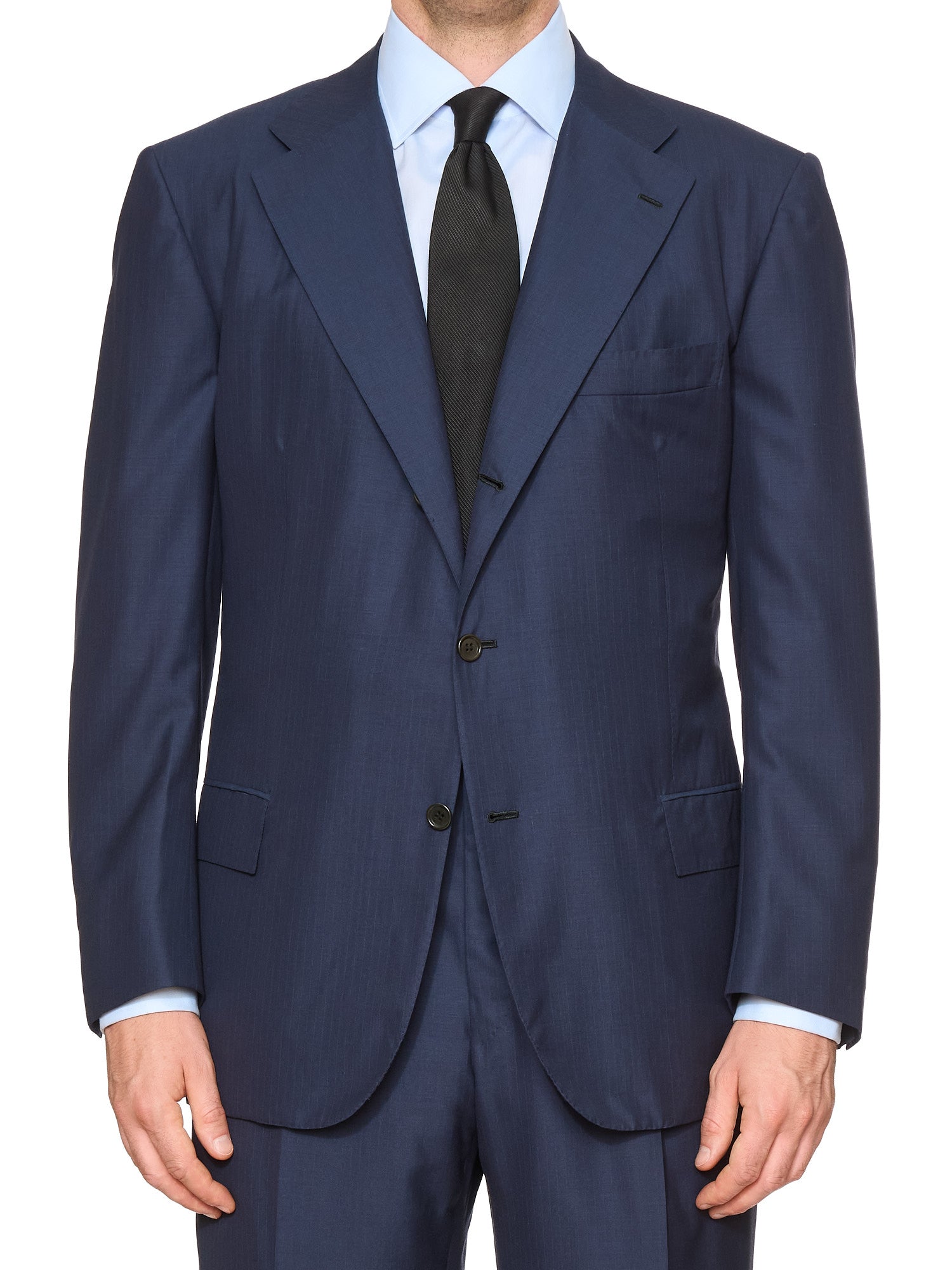 KITON Napoli Handmade Blue 14 Micron Wool Super 180's Suit