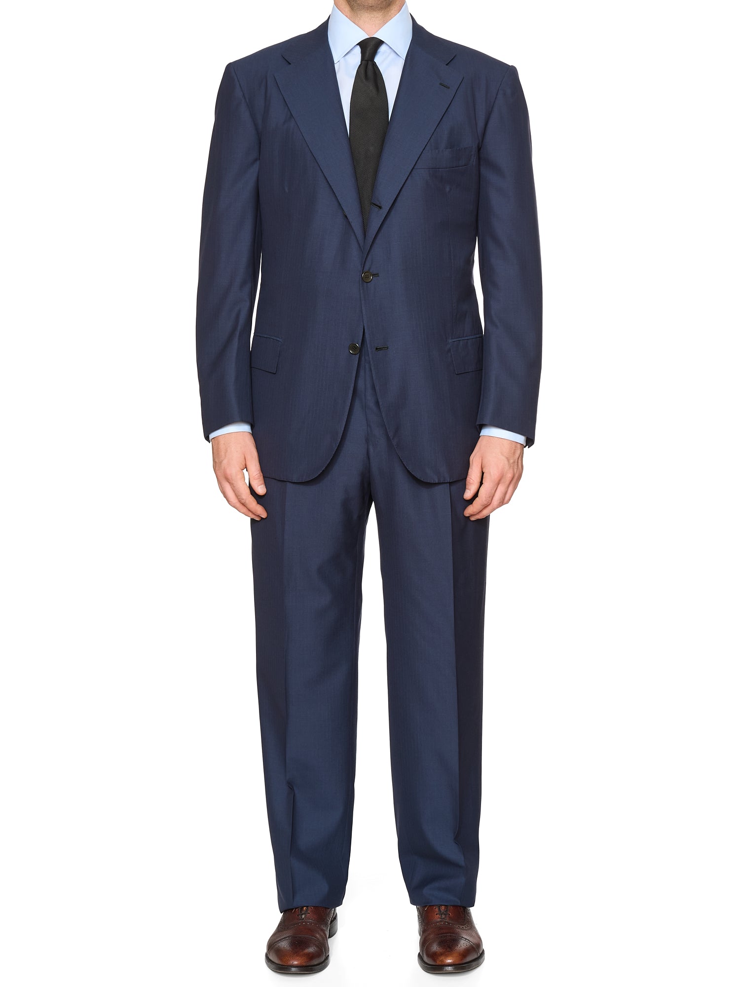 KITON Napoli Handmade Blue 14 Micron Wool Super 180's Suit