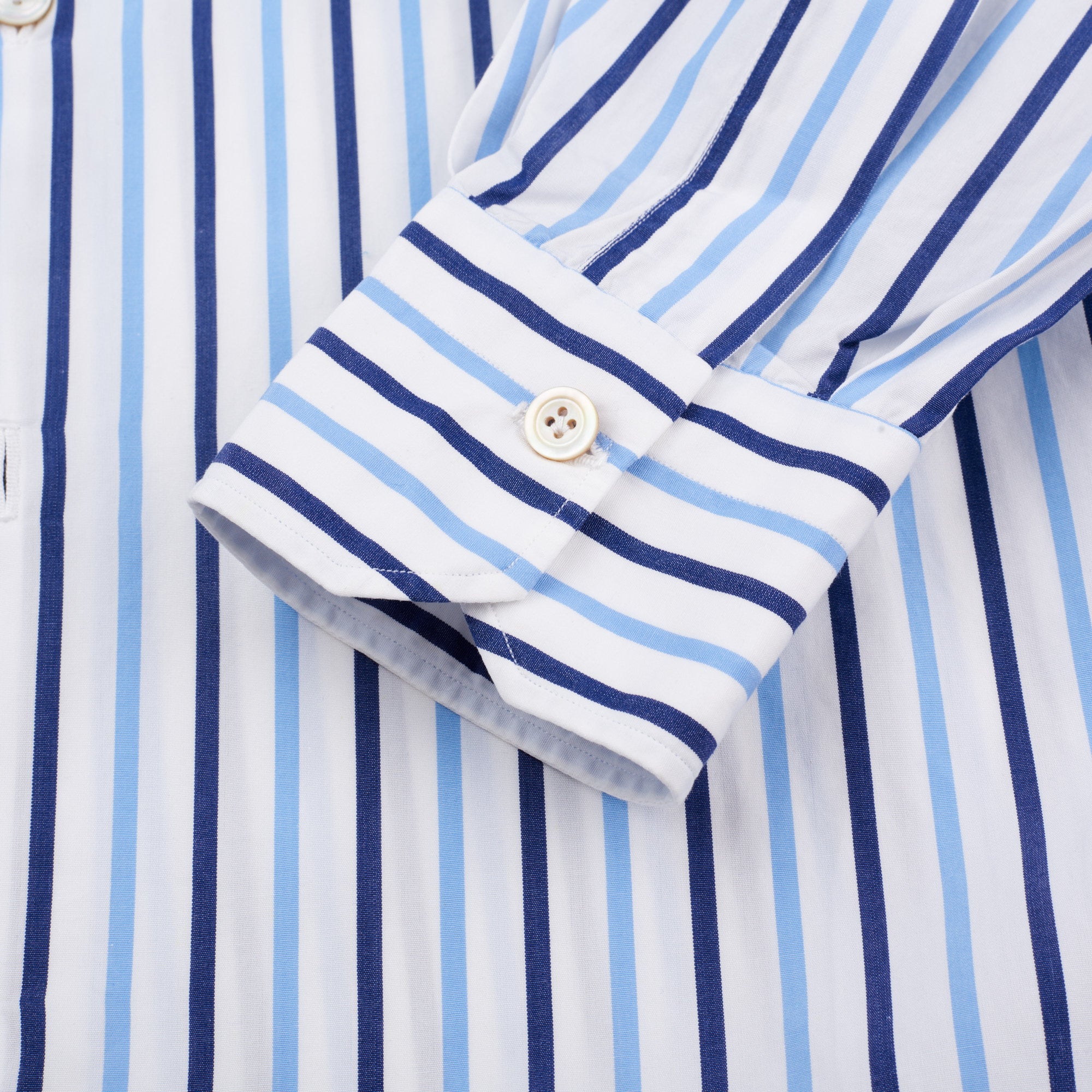 KITON Napoli Handmade Blue Striped Cotton Button-Down Dress Shirt EU 39 NEW US 15.5 KITON
