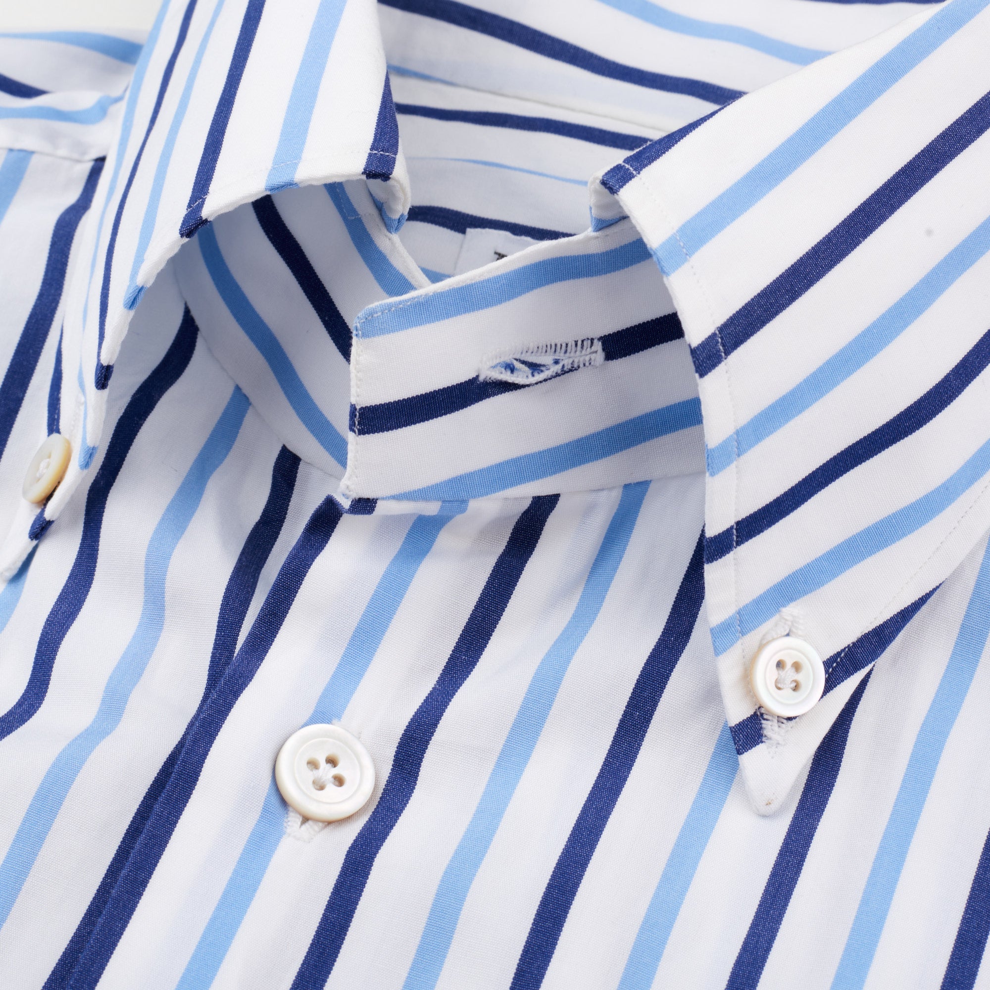KITON Napoli Handmade Blue Striped Cotton Button-Down Dress Shirt EU 39 NEW US 15.5 KITON