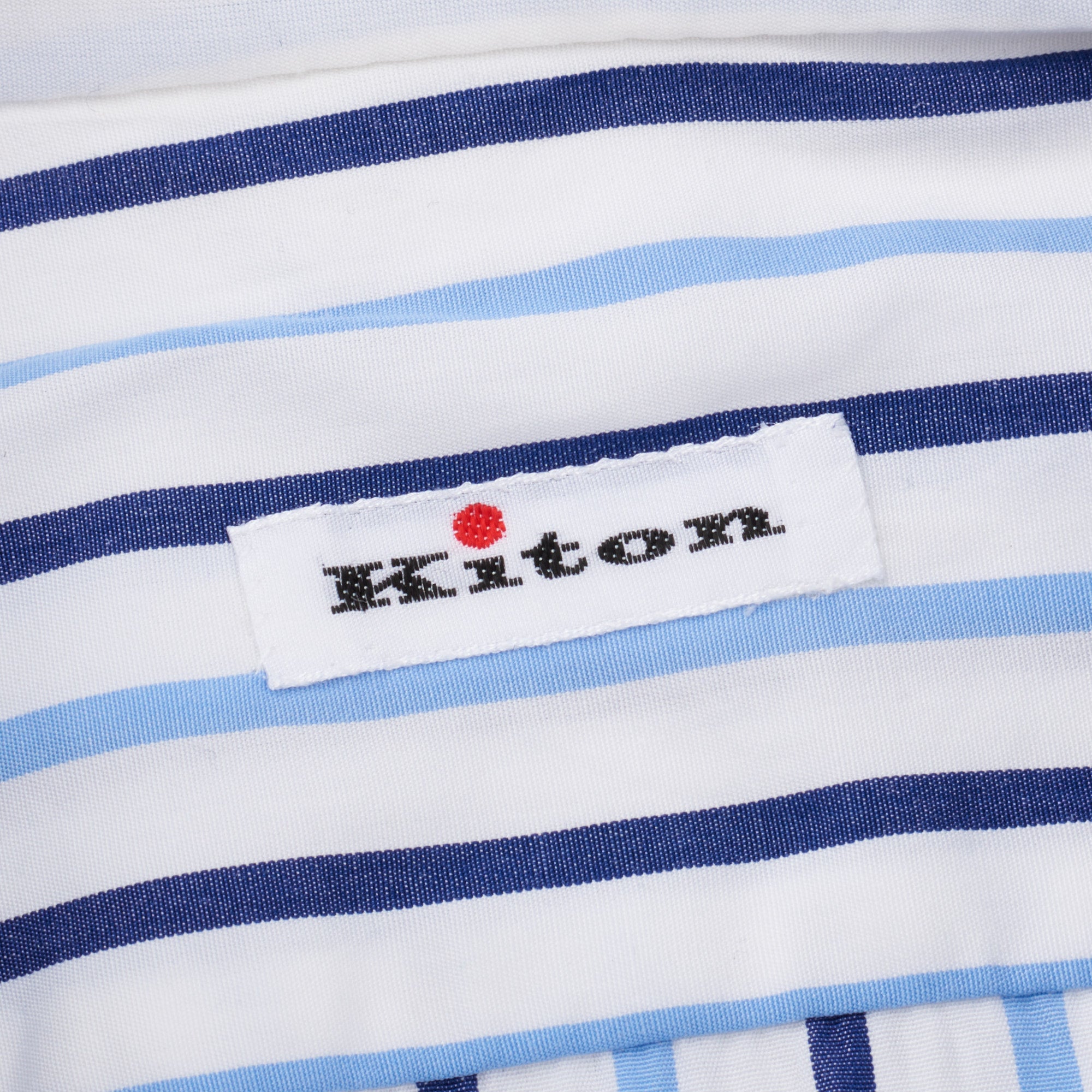 KITON Napoli Handmade Blue Striped Cotton Button-Down Dress Shirt EU 39 NEW US 15.5 KITON