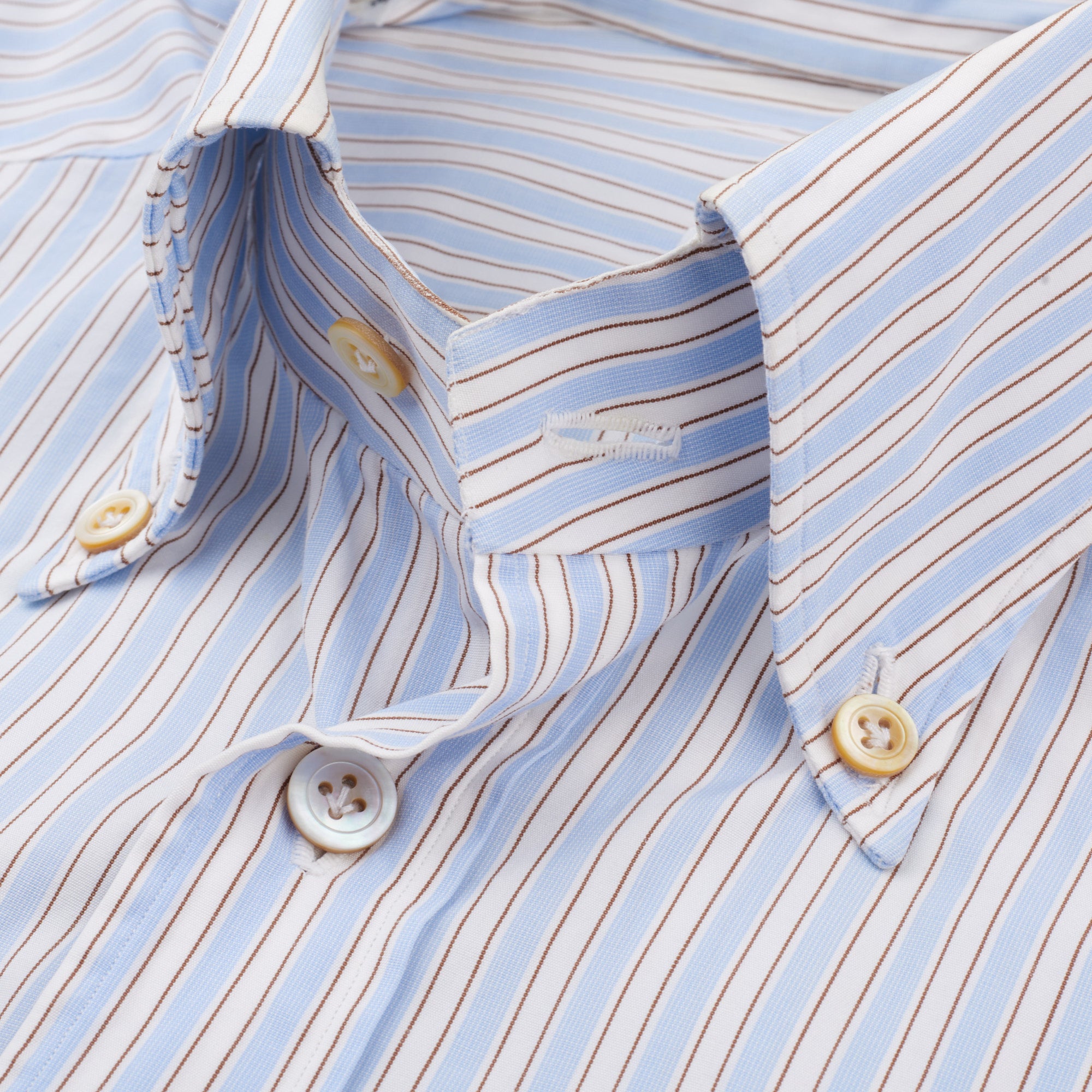 KITON Napoli Handmade Blue Striped Cotton Button-Down Dress Shirt EU 39 US 15.5 Slim KITON