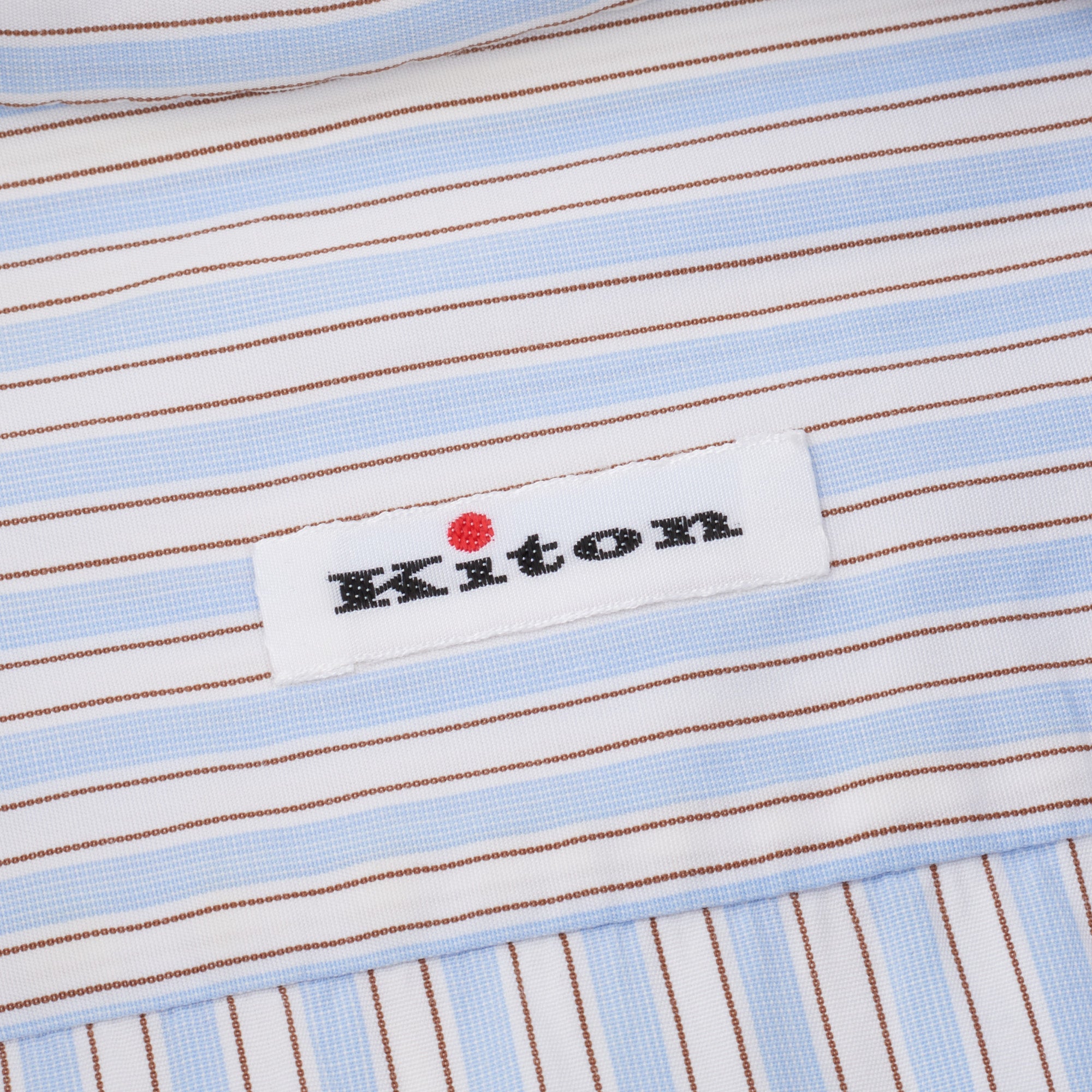 KITON Napoli Handmade Blue Striped Cotton Button-Down Dress Shirt EU 39 US 15.5 Slim KITON