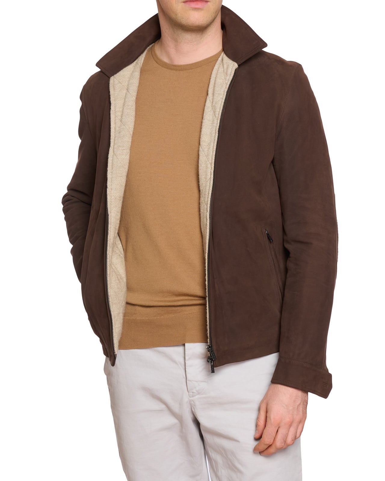 KITON Napoli Handmade Brown Suede Leather Jacket EU 48 NEW US M