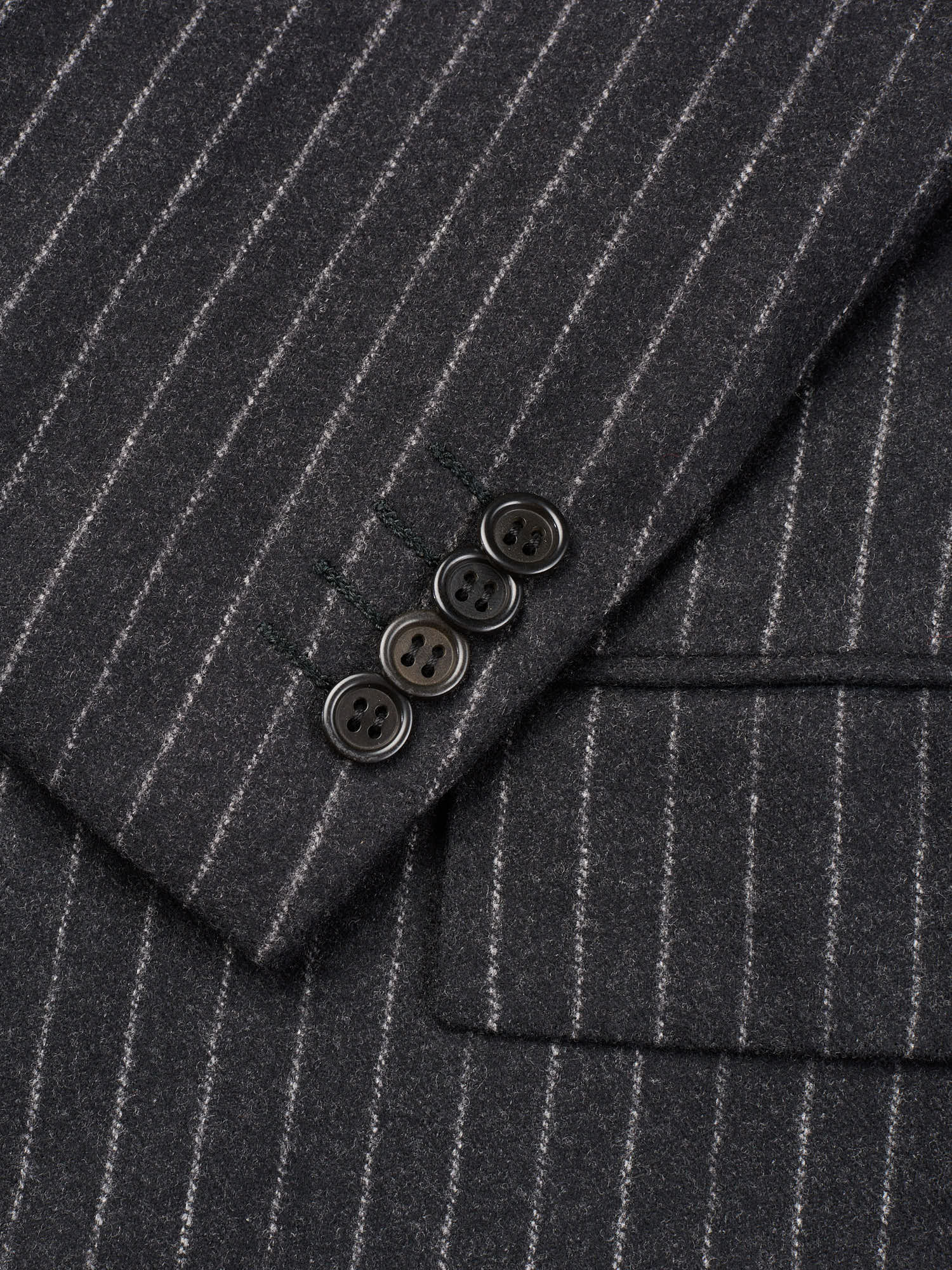 KITON Napoli Handmade Charcoal Gray Chalk Stripe Wool Flannel Suit