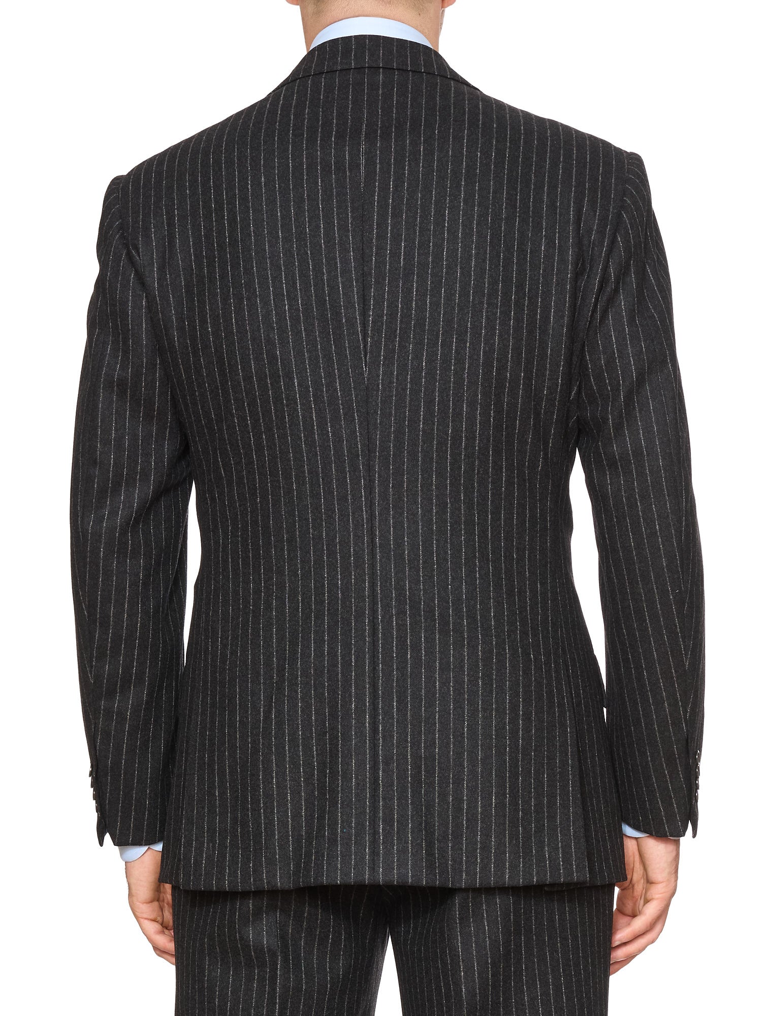 KITON Napoli Handmade Charcoal Gray Chalk Stripe Wool Flannel Suit