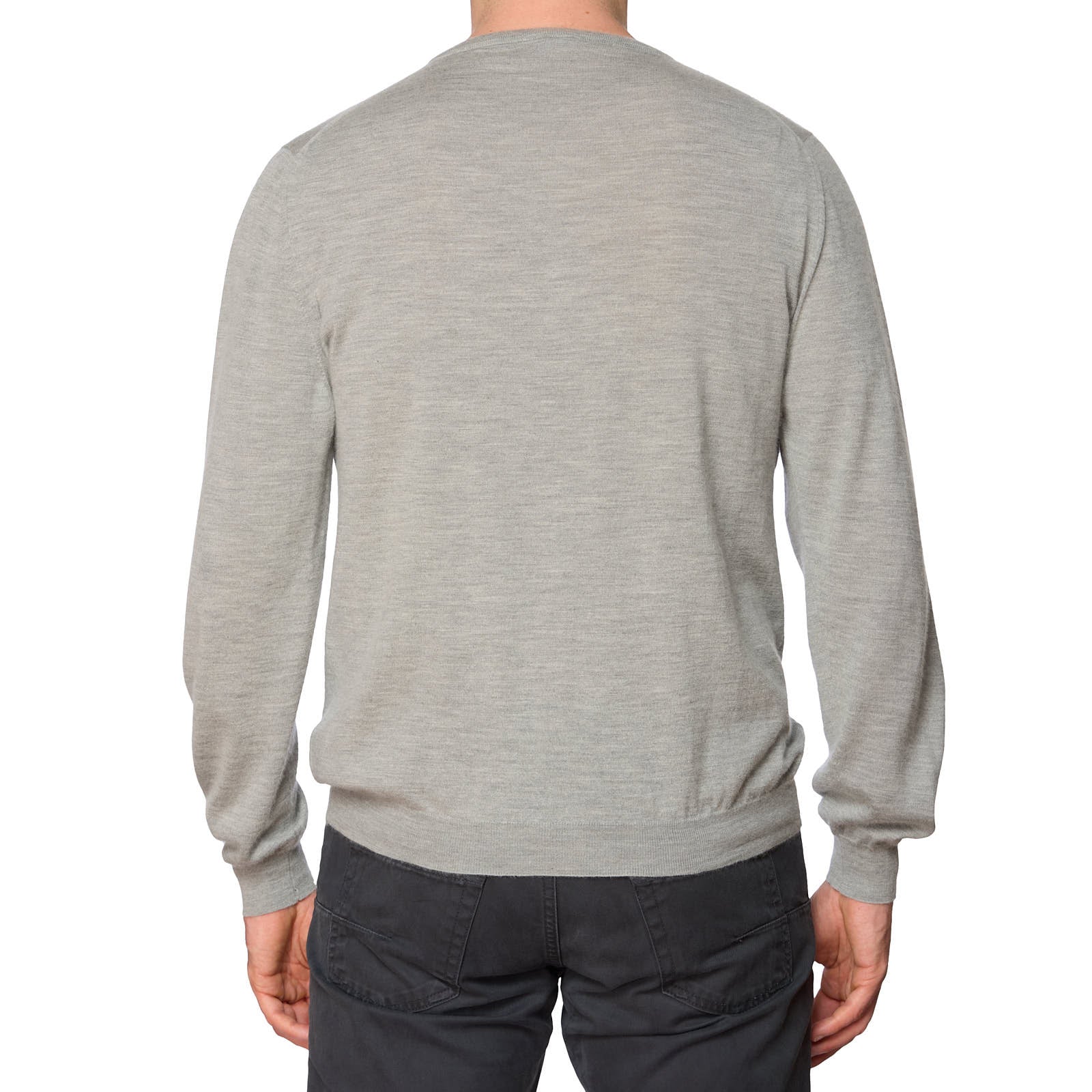 KITON Napoli Handmade Gray Cashmere-Silk Crewneck Sweater EU 52 US L
