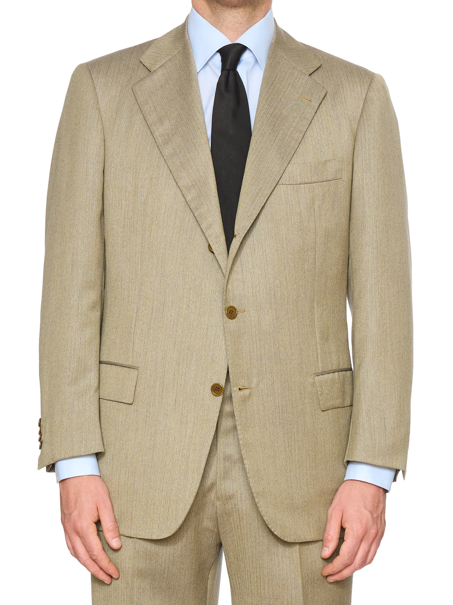 KITON Napoli Handmade Herringbone Pure Cashmere Suit EU 50 NEW US 40