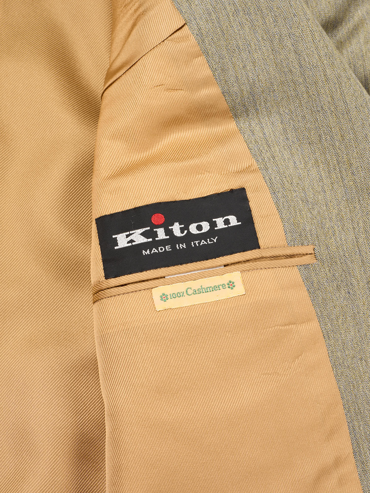 KITON Napoli Handmade Herringbone Pure Cashmere Suit EU 50 NEW US 40