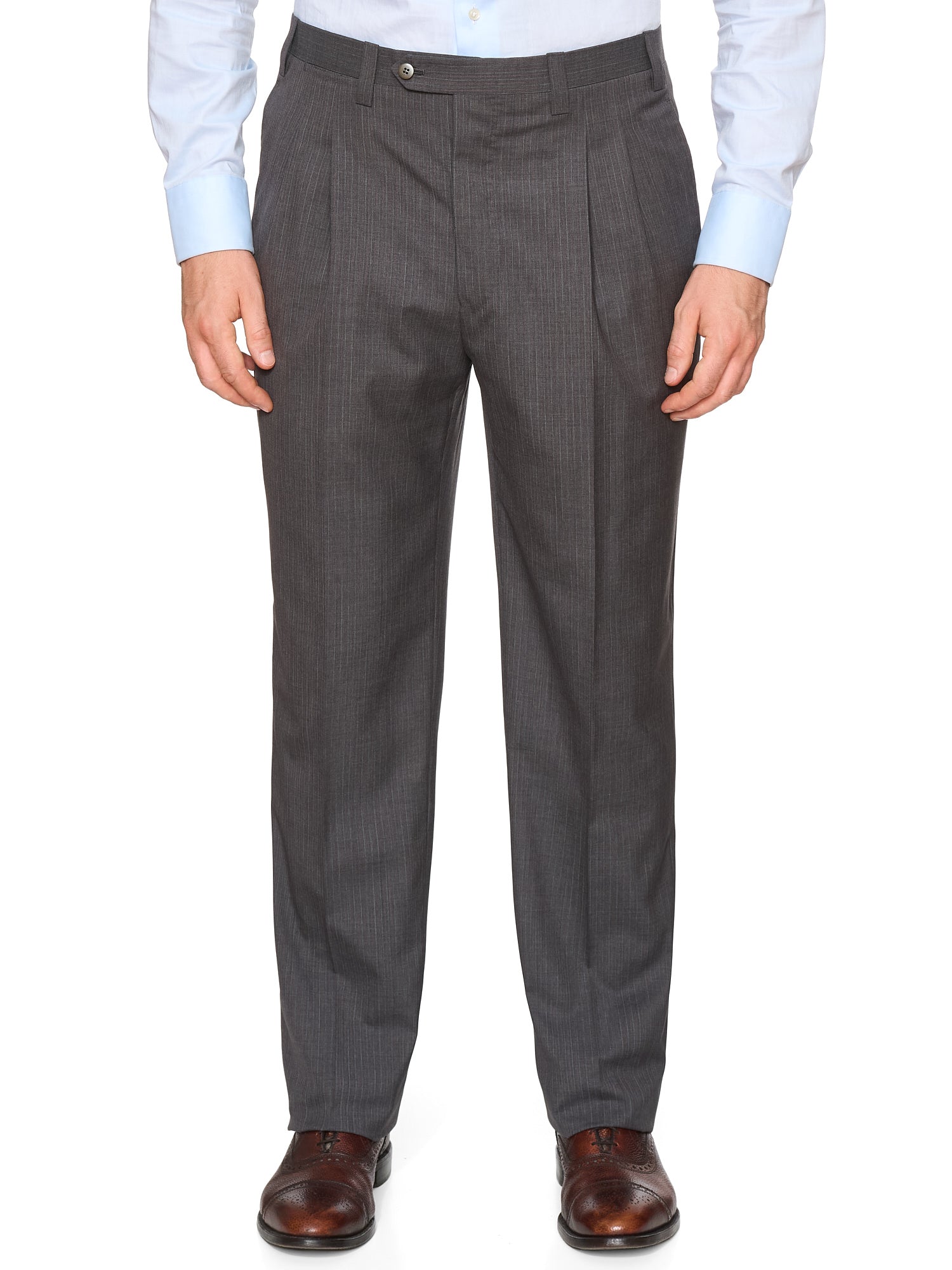 KITON Napoli Handmade Gray Striped 14 Micron Wool Super 180's Suit