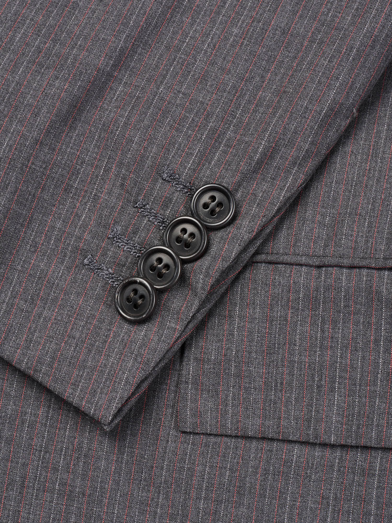 KITON Napoli Handmade Gray Striped 14 Micron Wool Super 180's Suit