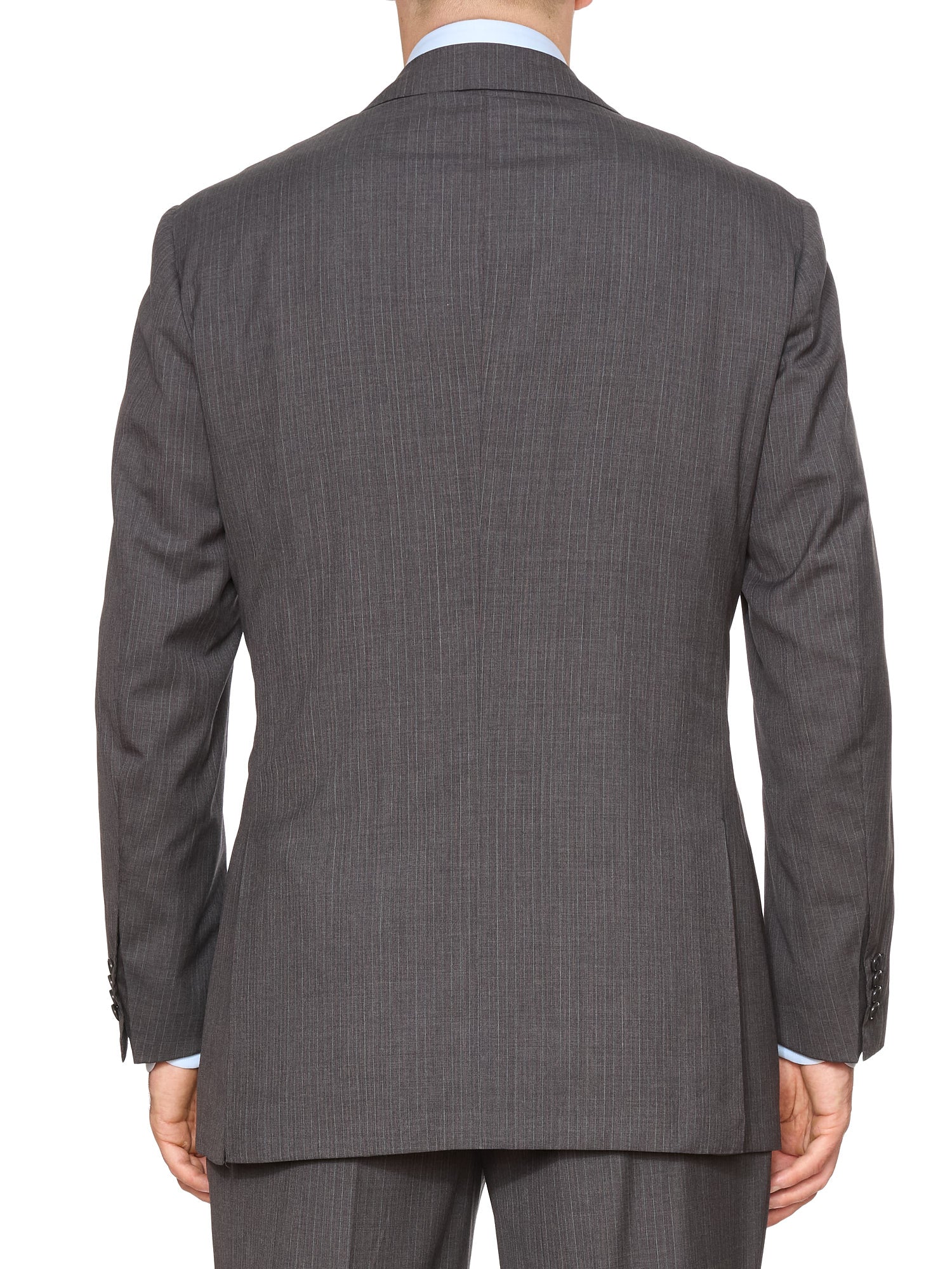 KITON Napoli Handmade Gray Striped 14 Micron Wool Super 180's Suit