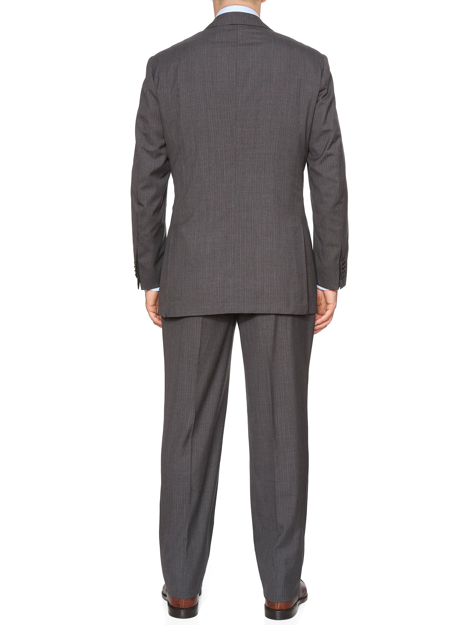 KITON Napoli Handmade Gray Striped 14 Micron Wool Super 180's Suit