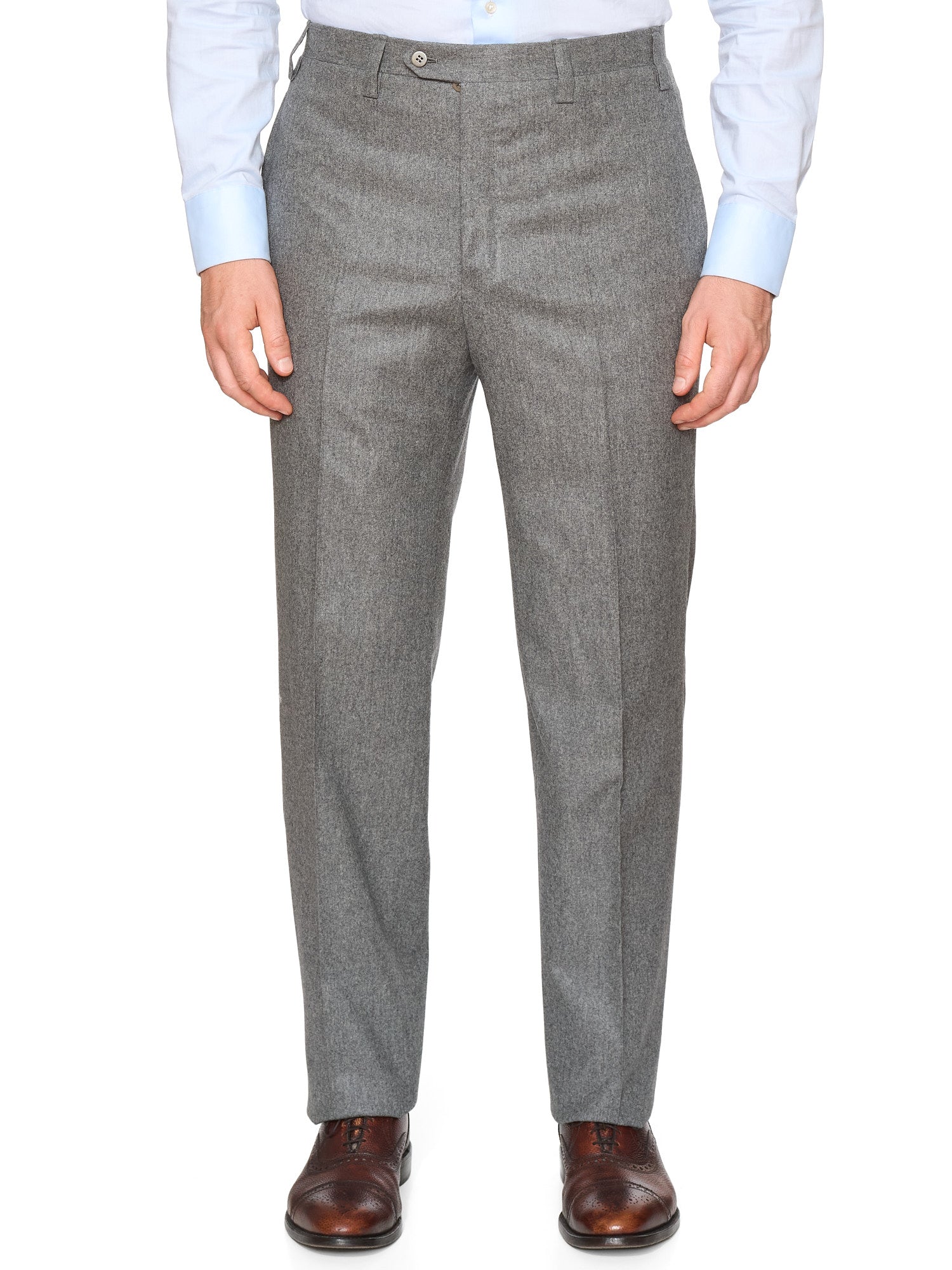 KITON Napoli Handmade Heather Gray Wool Flannel Classic Suit