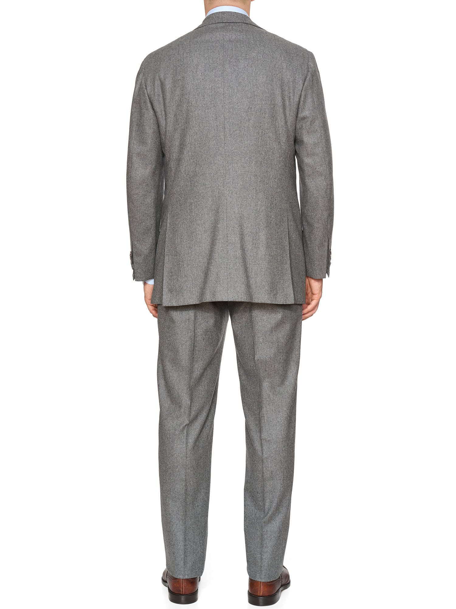 KITON Napoli Handmade Heather Gray Wool Flannel Classic Suit