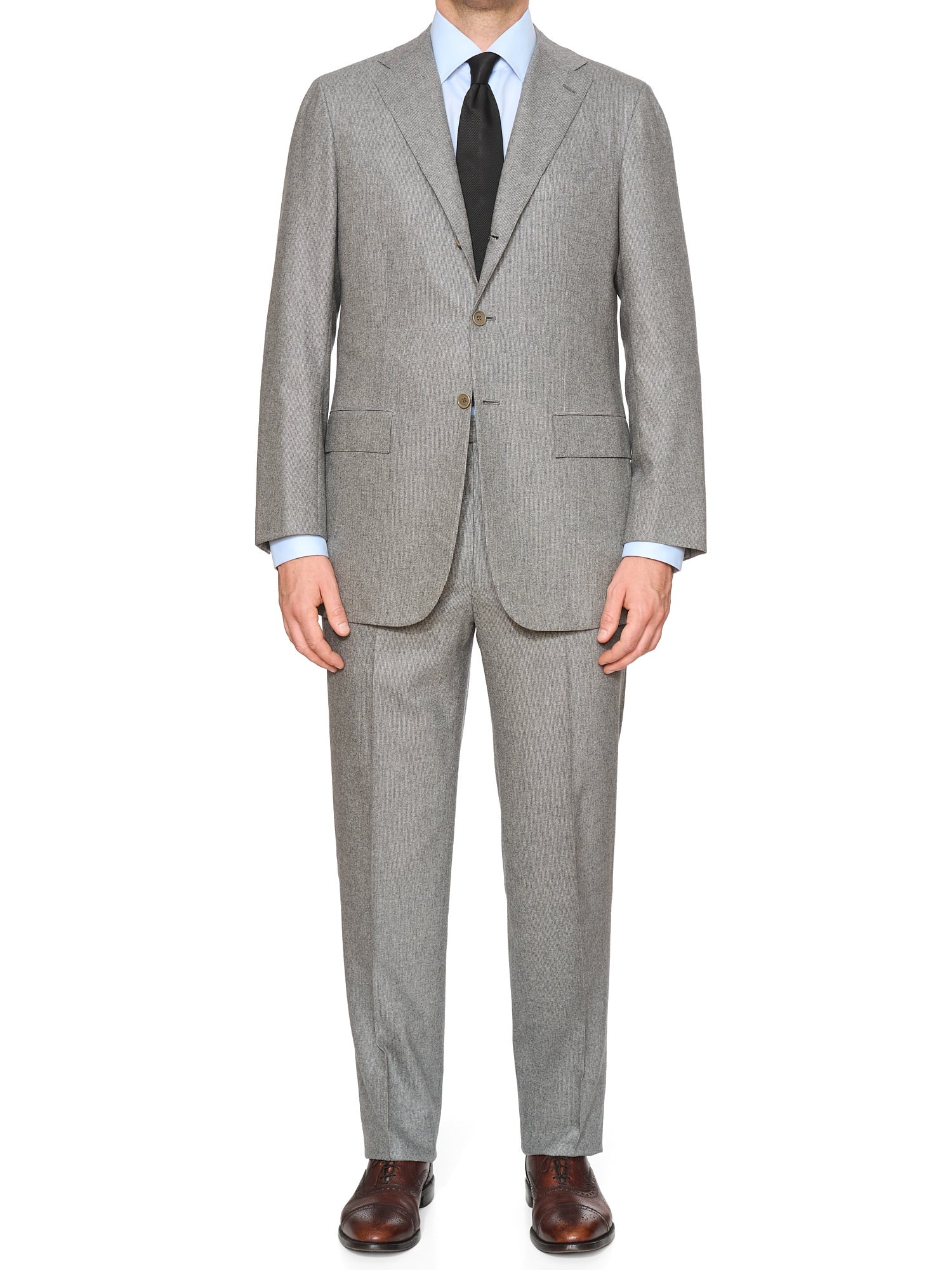 KITON Napoli Handmade Heather Gray Wool-Cashmere Suit