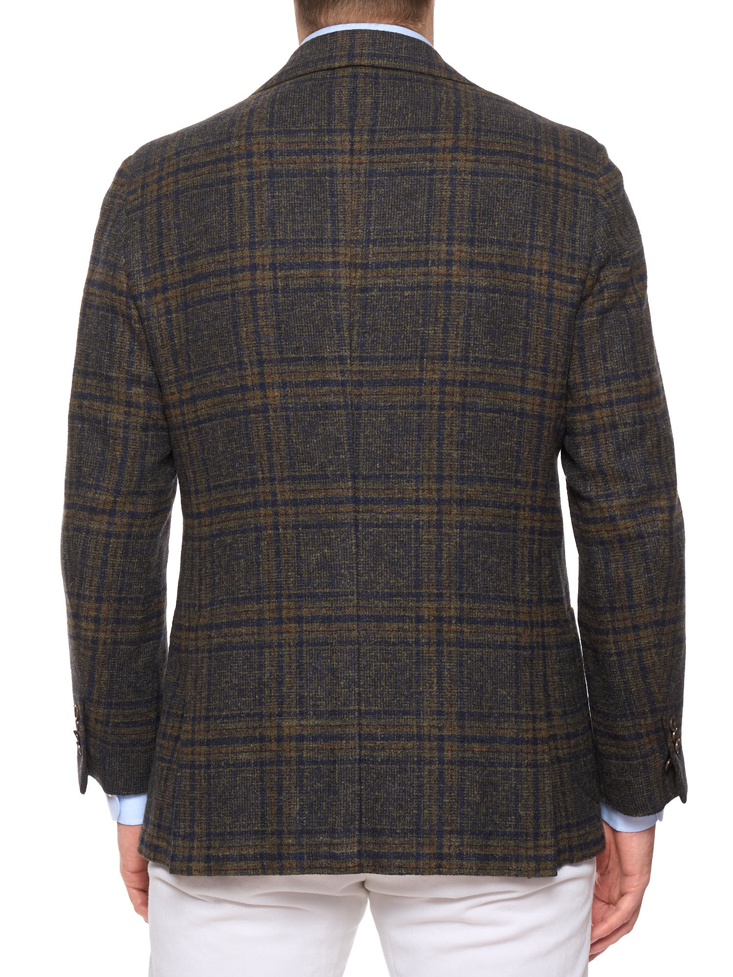 KITON Napoli Handmade Green Prince of Wales Check Cashmere Jacket Blazer