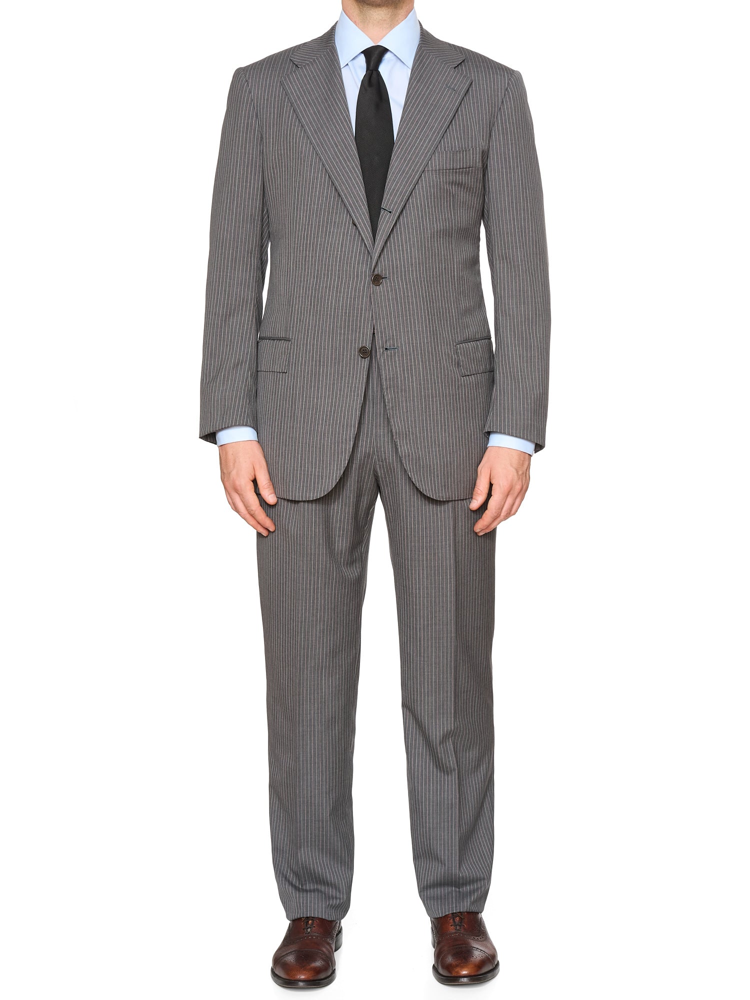 KITON Napoli Handmade Gray 14 Micron Wool Super 180's Suit