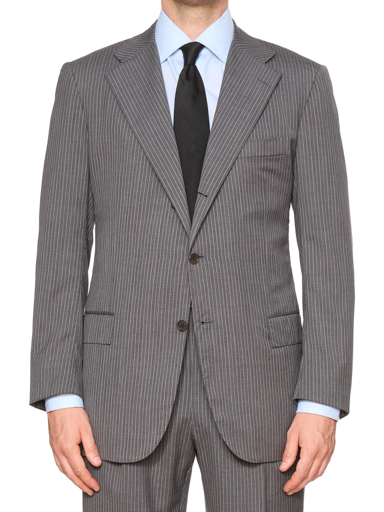 KITON Napoli Handmade Gray 14 Micron Wool Super 180's Suit