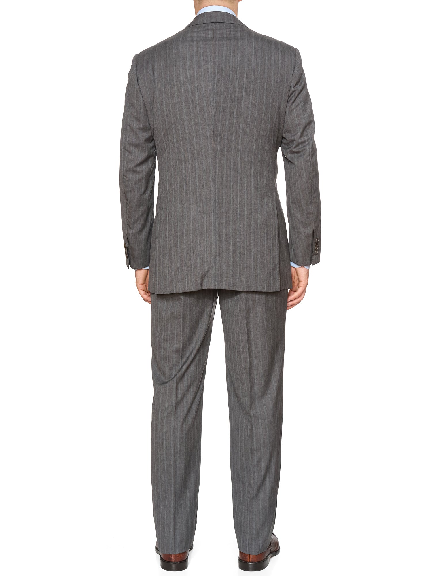 KITON Napoli Handmade Gray Stripes 14 Micron Super 180's Business Suit
