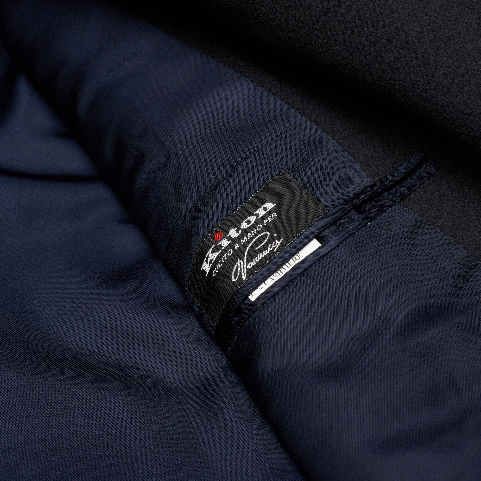 KITON Napoli Handmade Midnight Blue Cashmere Vicuna Peru Coat EU 58 NEW US 48 KITON