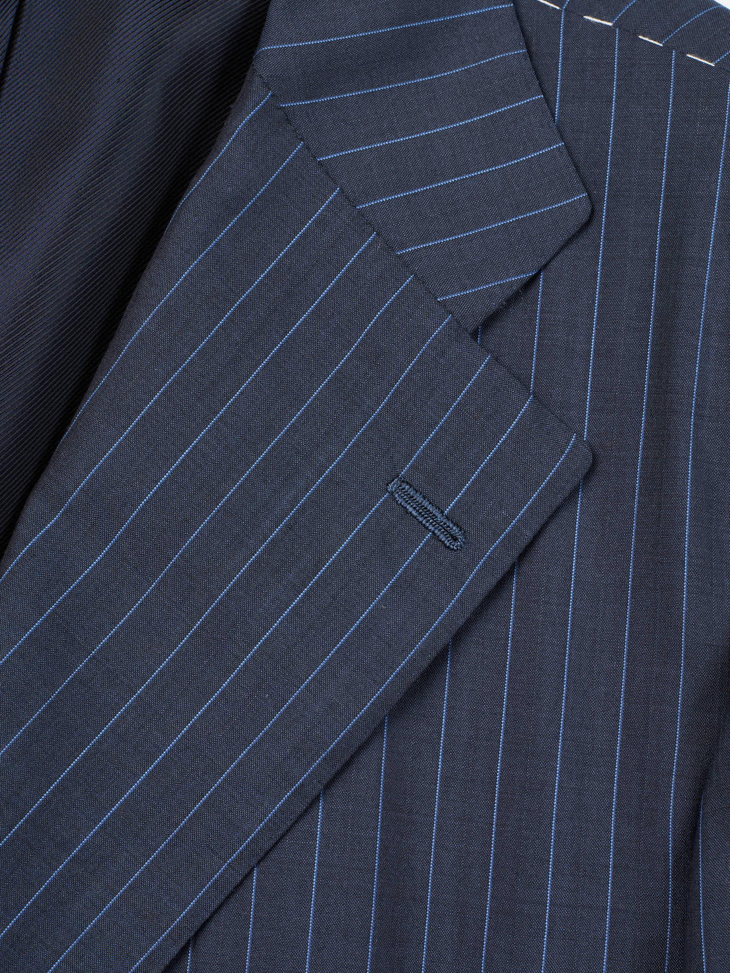 KITON Napoli Navy Pinstripe 14 Micron Super 180's Suit EU 52 NEW US 42