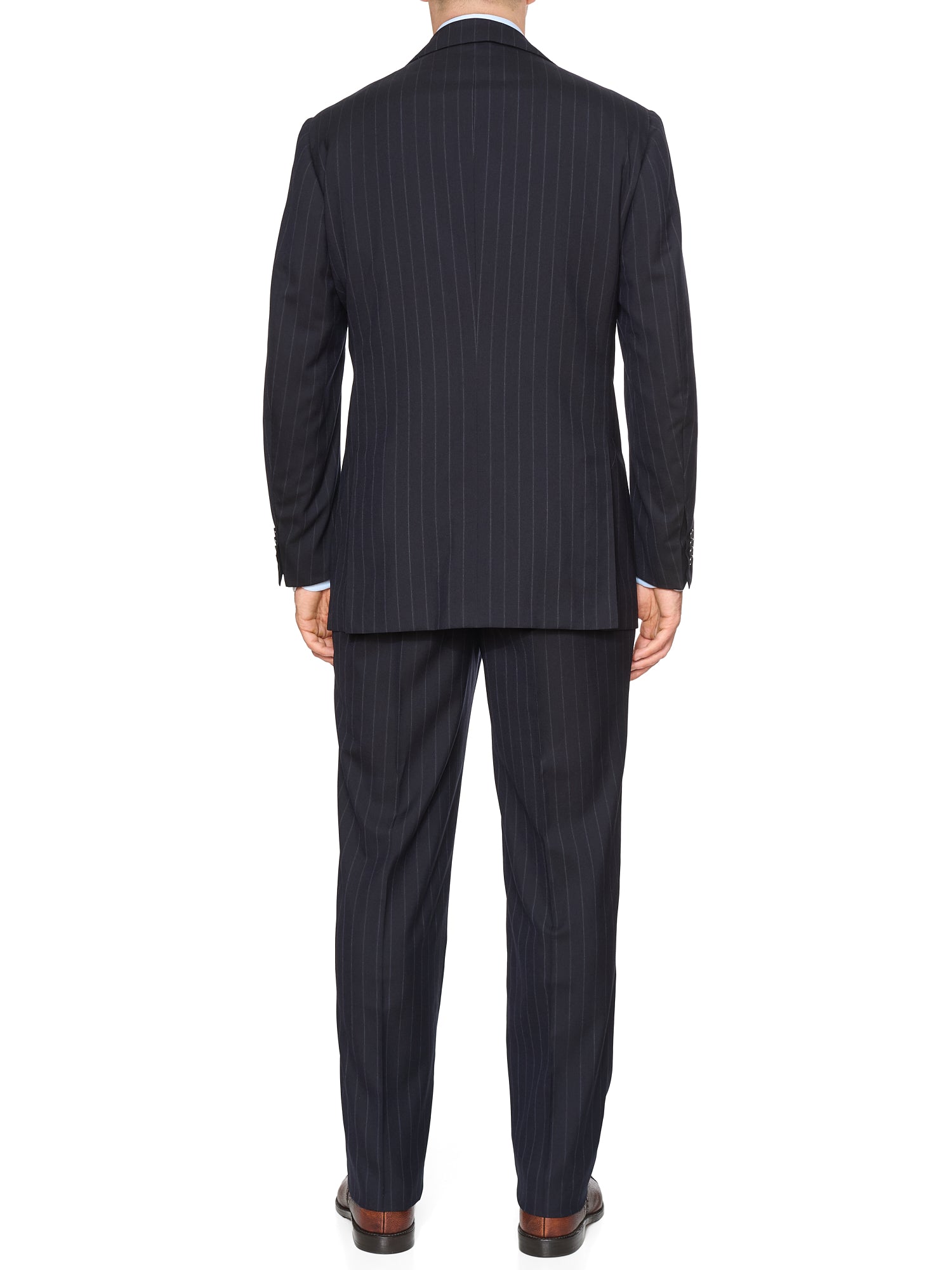 KITON Napoli Handmade Navy Pinstripe Wool-Cashmere Suit