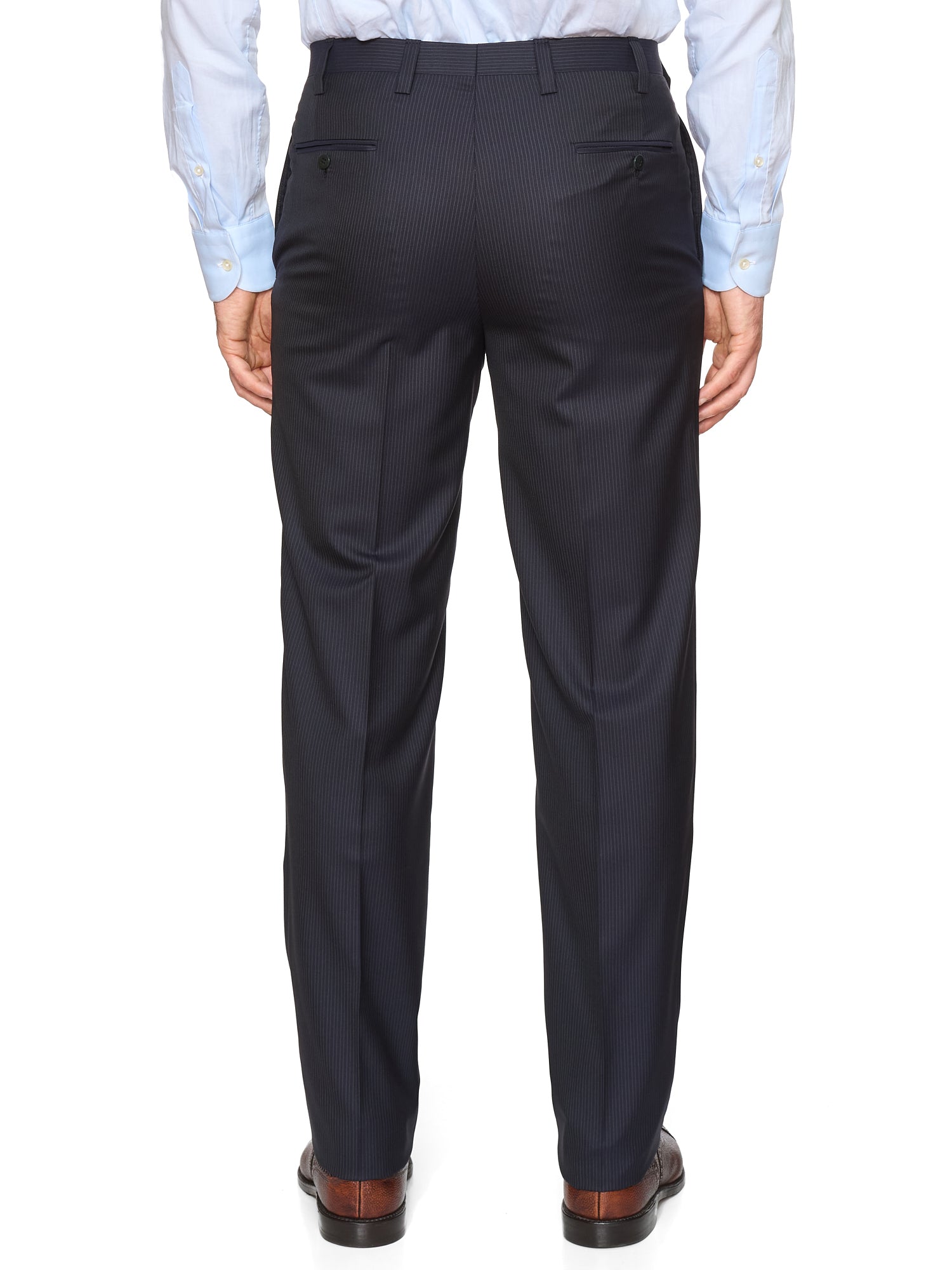 KITON Napoli Handmade Navy Blue Striped 14 Micron Super 180's Wool Suit