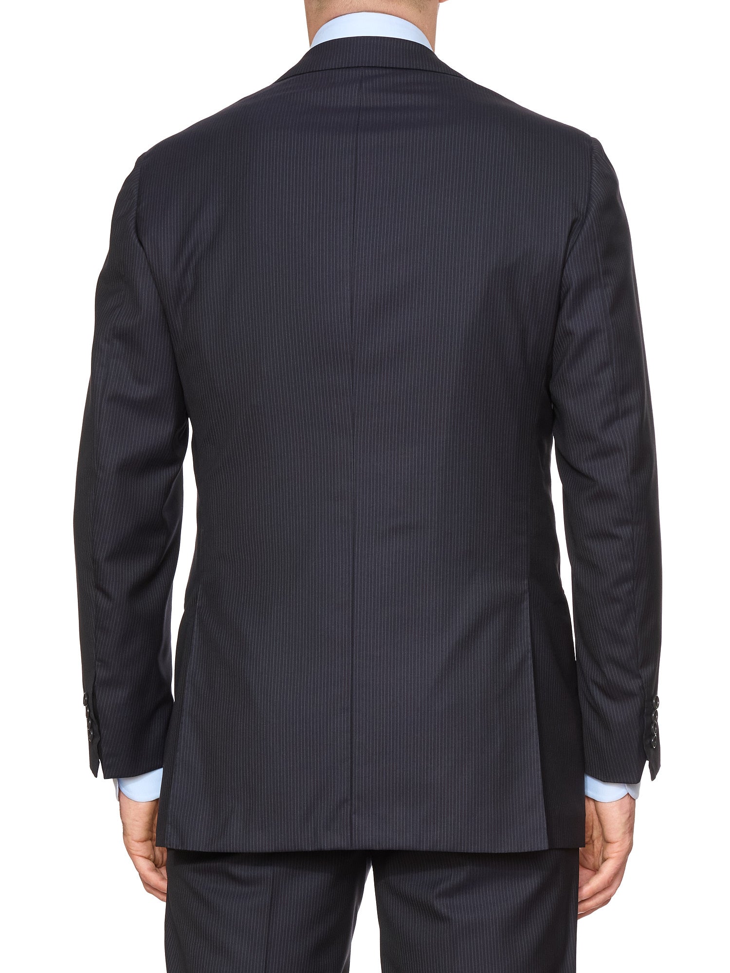 KITON Napoli Handmade Navy Blue Striped 14 Micron Super 180's Wool Suit