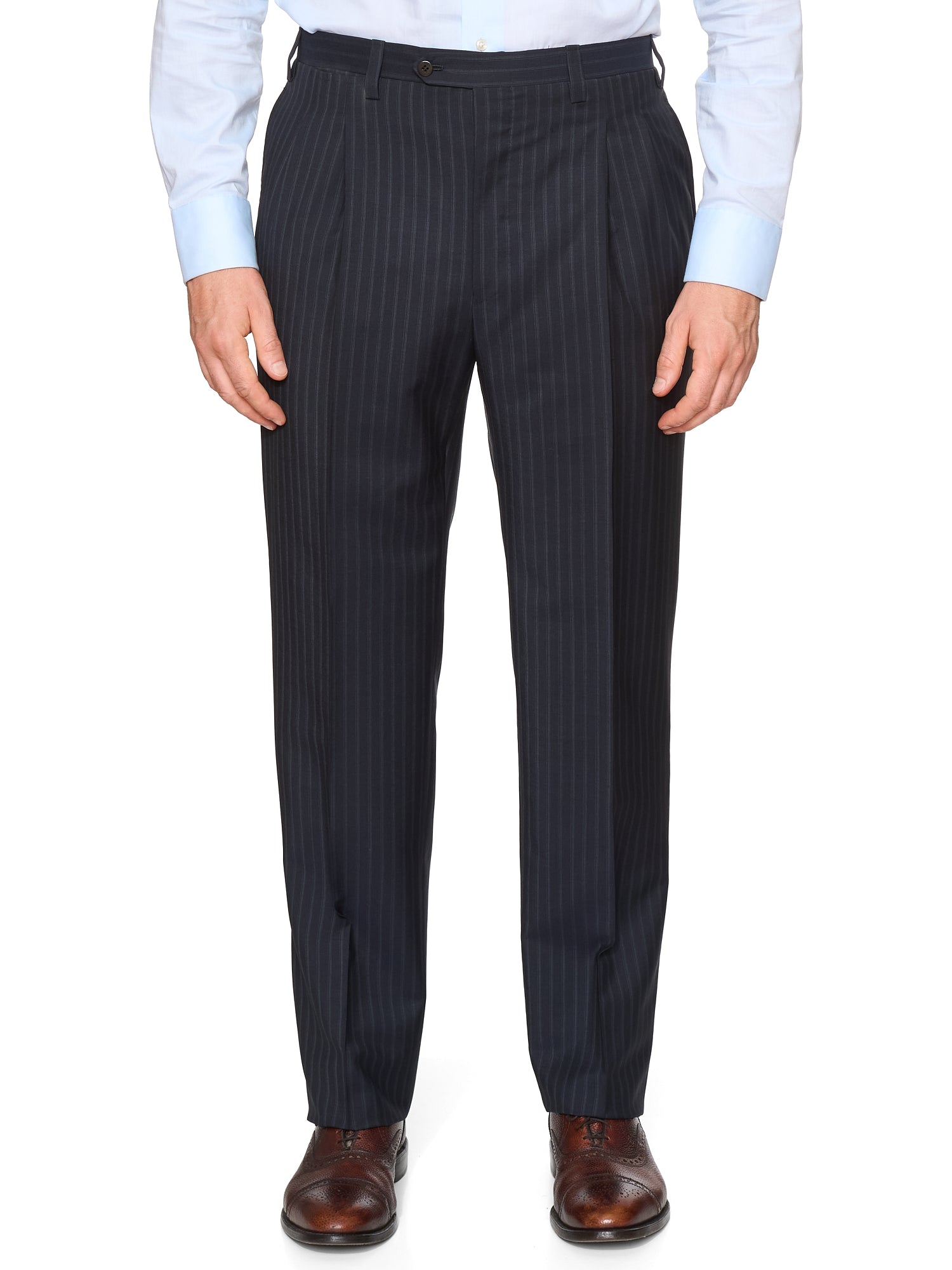 KITON Napoli Handmade Navy Striped Wool-Mohair Suit