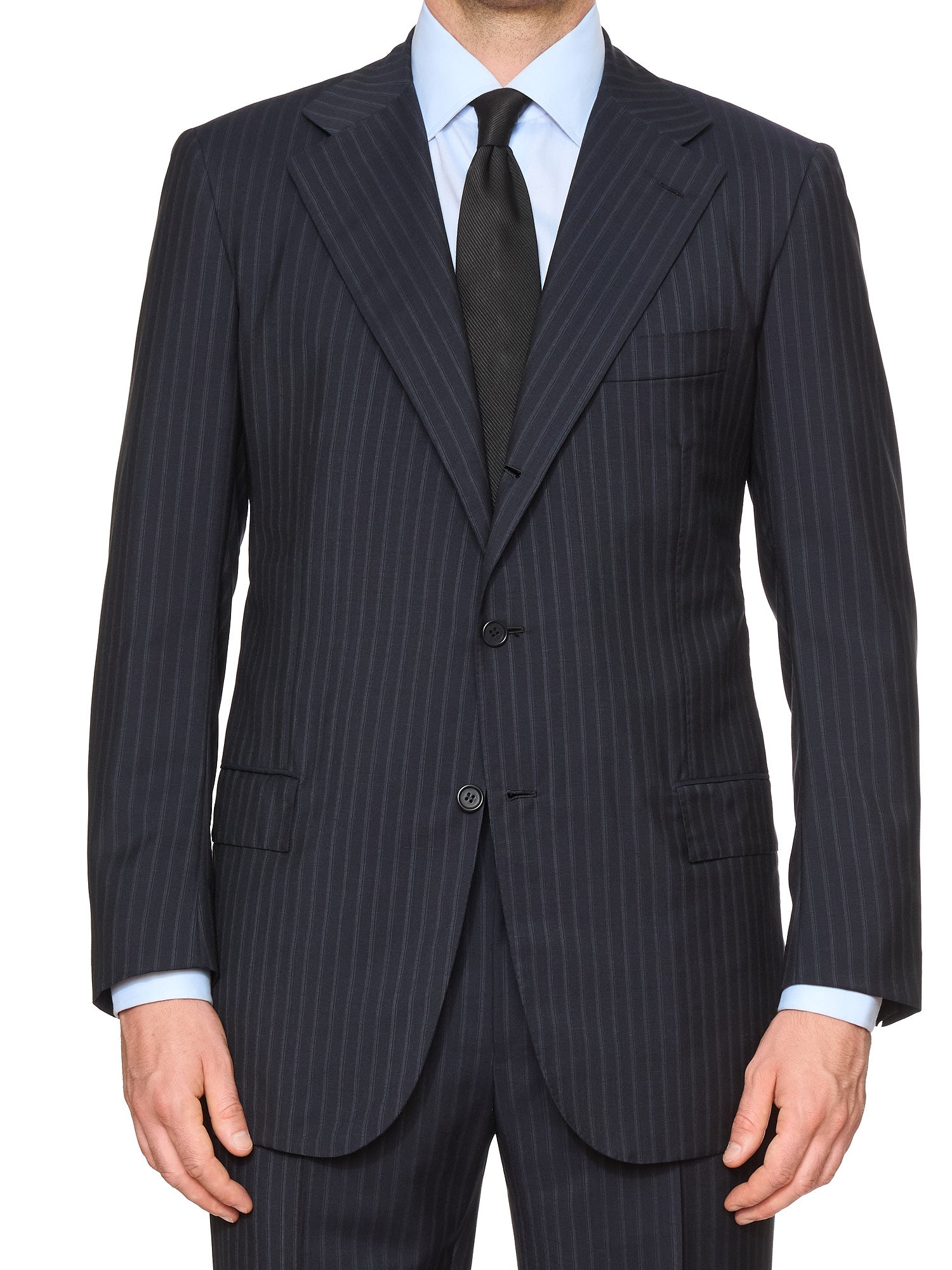 KITON Napoli Handmade Navy Striped Wool-Mohair Suit